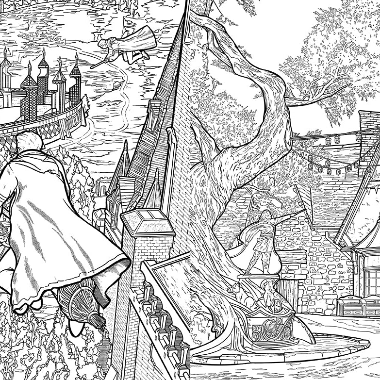 Softcover Hogwarts Legacy coloring book by Insight Editions featuring magical illustrations from the wizarding world.