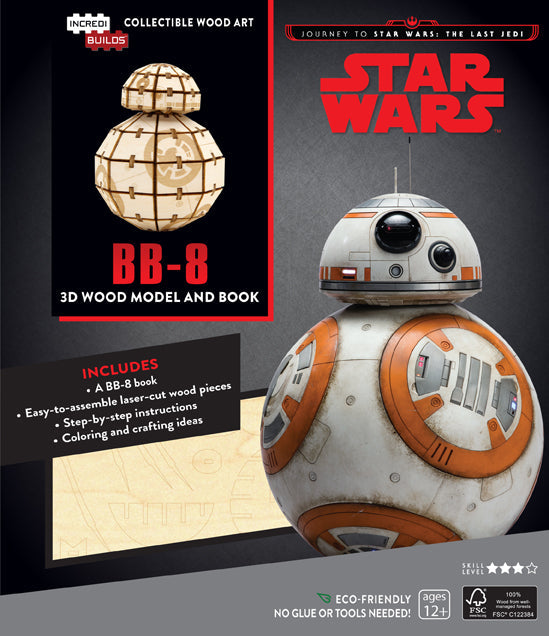 Softcover book and BB-8 3D wood model from IncrediBuilds Journey to Star Wars: The Last Jedi by Insight Editions.