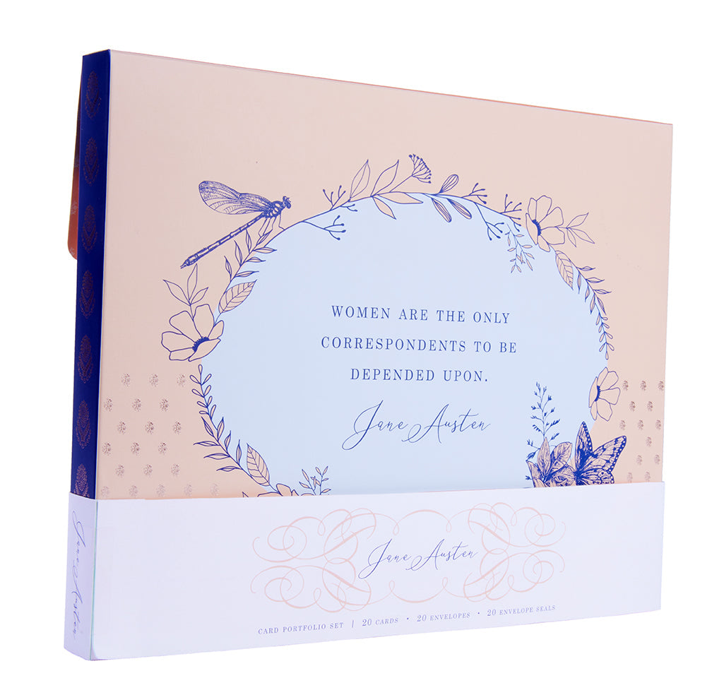 Softcover Jane Austen Card Portfolio Set with 20 cards by Insight Editions, featuring elegant literary-themed designs.