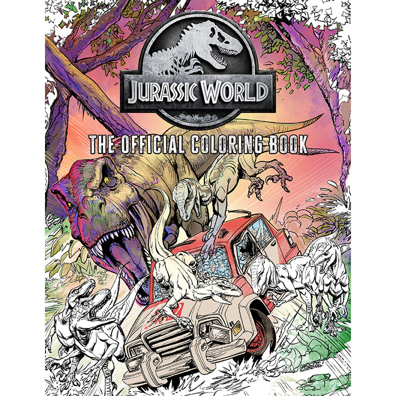 Softcover Jurassic World coloring book by Insight Editions featuring dinosaur illustrations for coloring and creative fun.