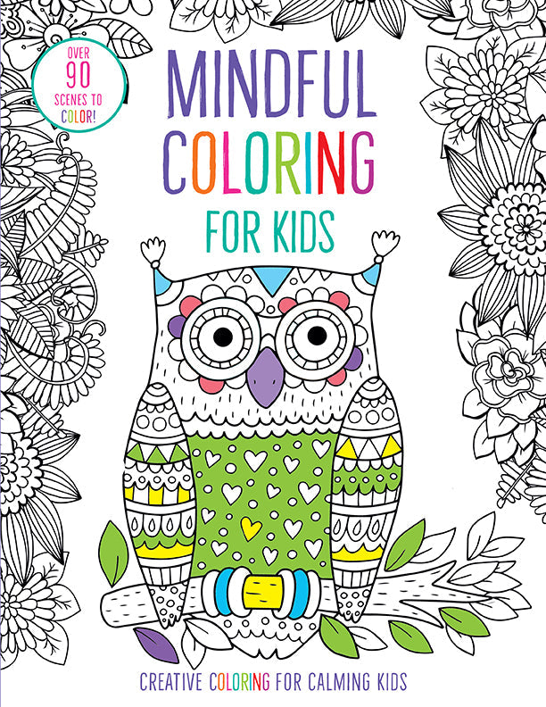 Softcover copy of "Mindful Coloring for Kids" by Insight Editions featuring colorful illustrations for children.