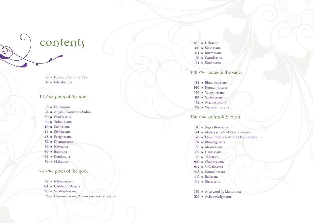 Softcover book titled "Myths of the Asanas" by Insight Editions, featuring a colorful cover with yoga imagery.