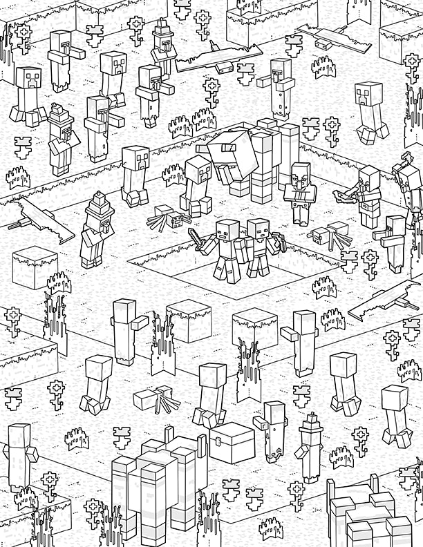 Softcover Minecraft coloring book by Insight Editions featuring pixelated characters and scenes for kids and fans.