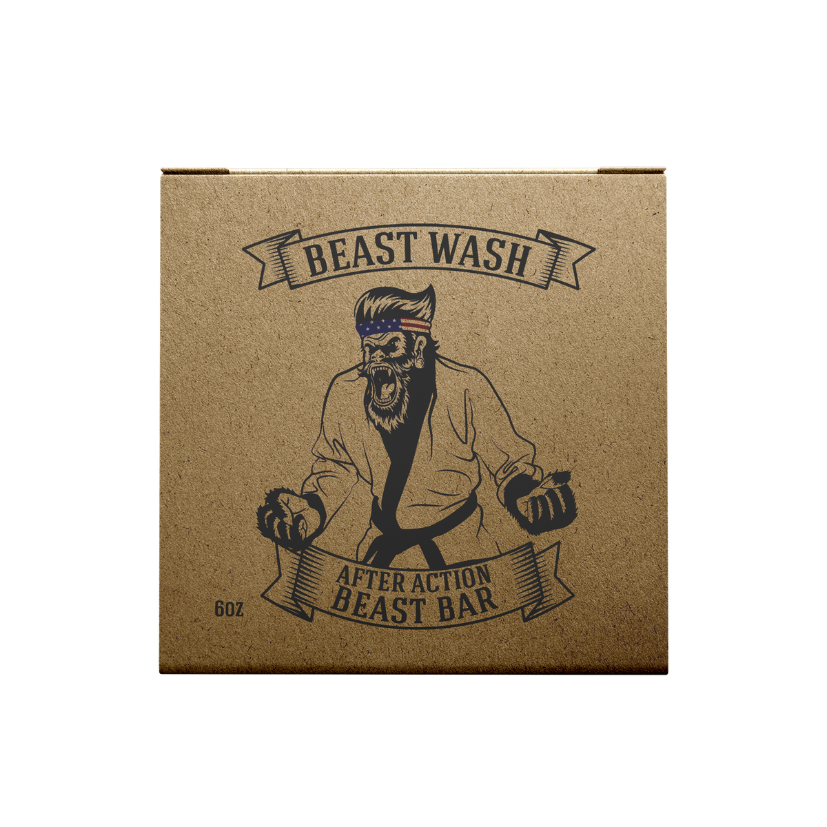 Johnny Slicks After Action Beast Bar soap showing a rectangular bar with a textured surface and branding on the packaging.