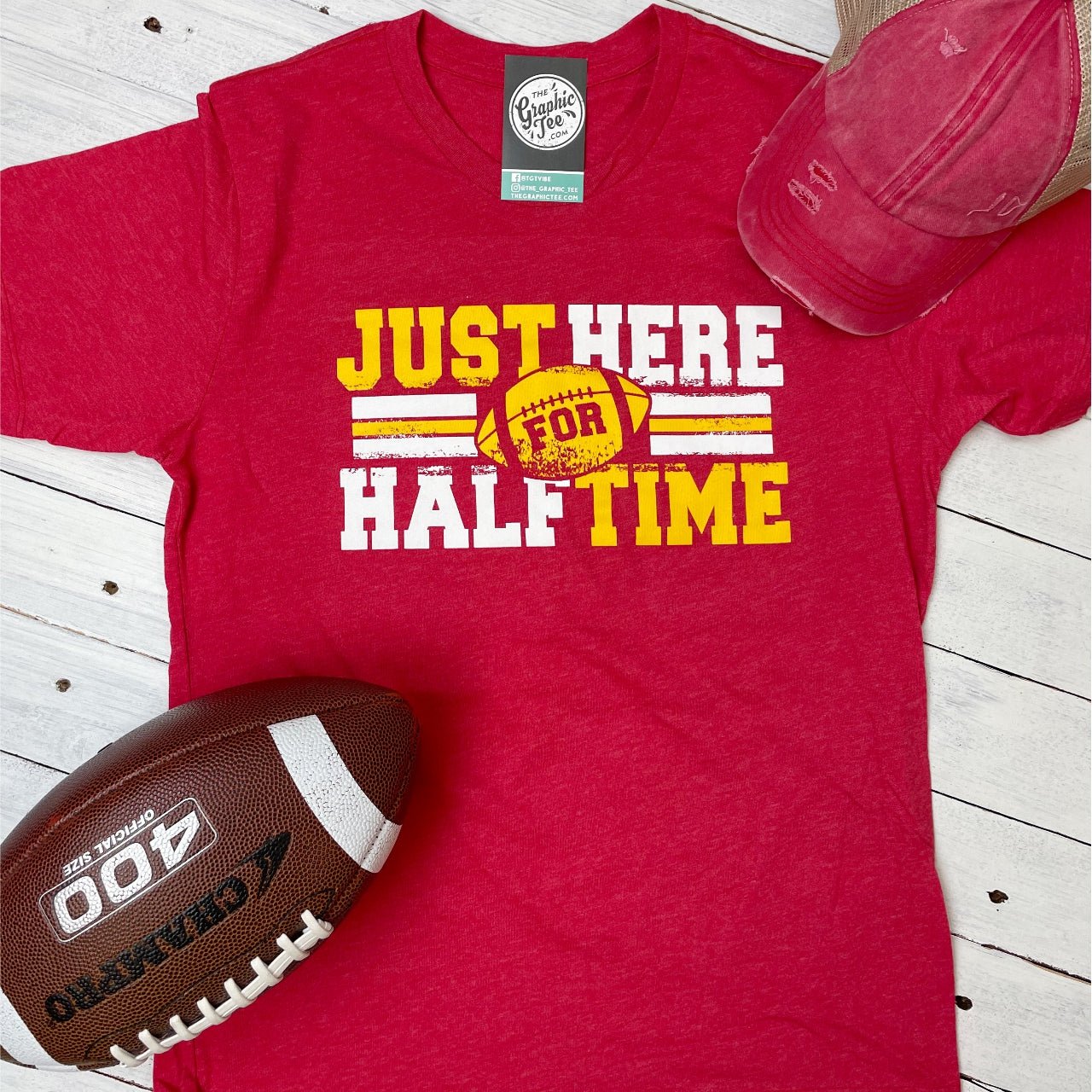 Unisex graphic T-shirt from The Graphic Tee featuring a halftime themed design, casual fit, and comfortable cotton fabric.