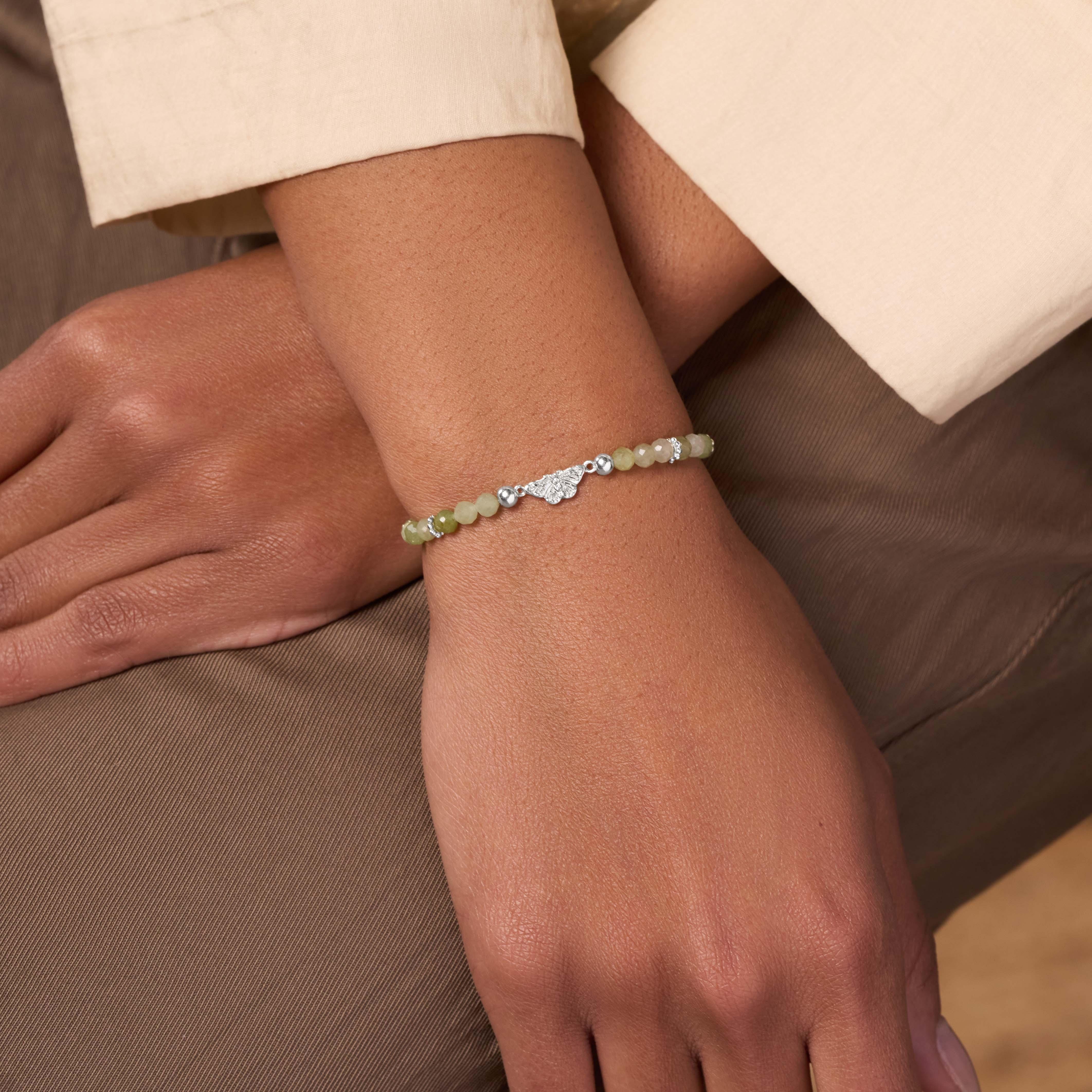 Karma and Luck women's Jade Butterfly bracelet featuring a delicate jade butterfly charm on a stylish bracelet.