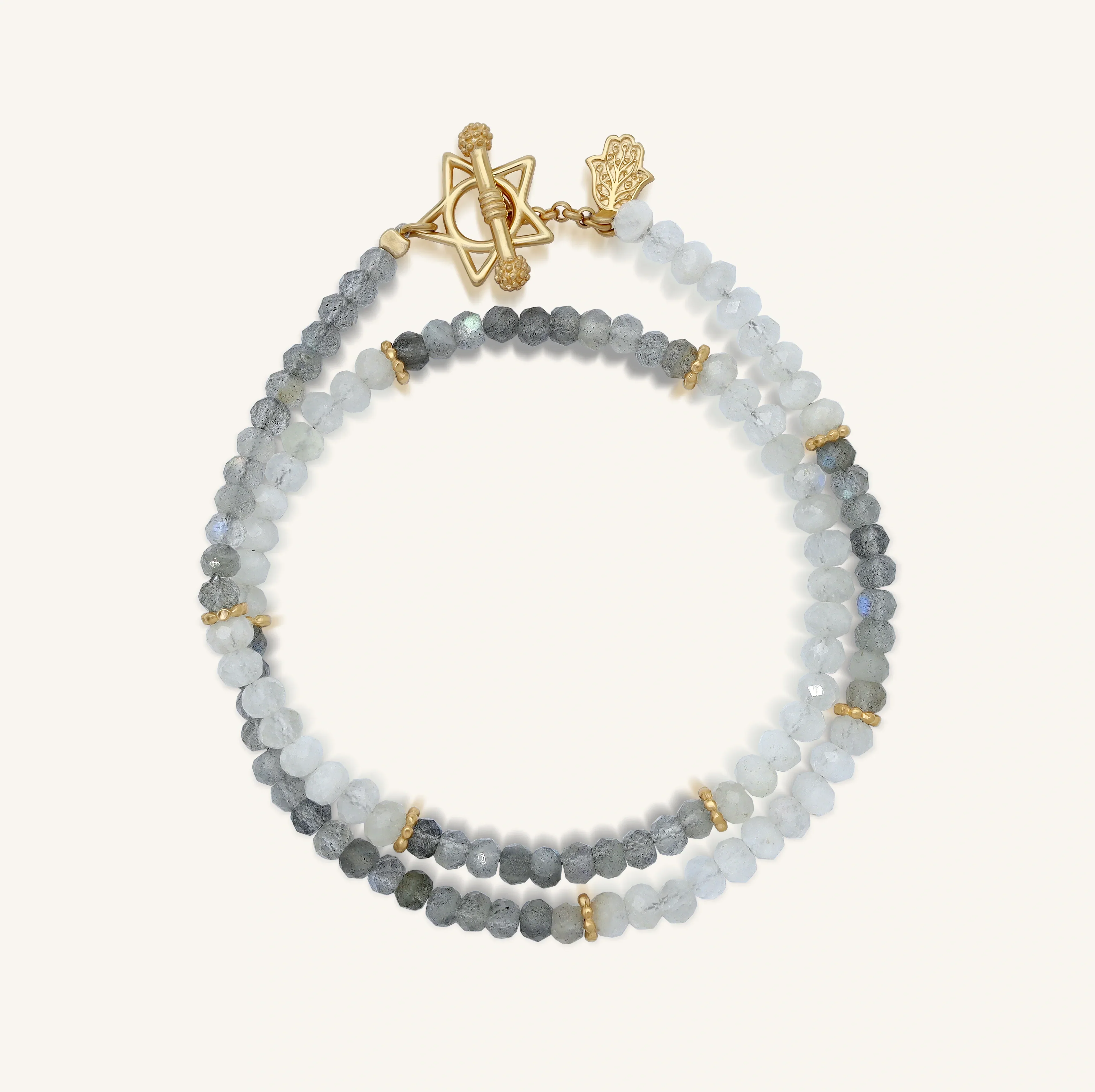 Celestial Path Moonstone and Labradorite star wrap bracelet for women, featuring sparkling stones and a celestial-themed design.