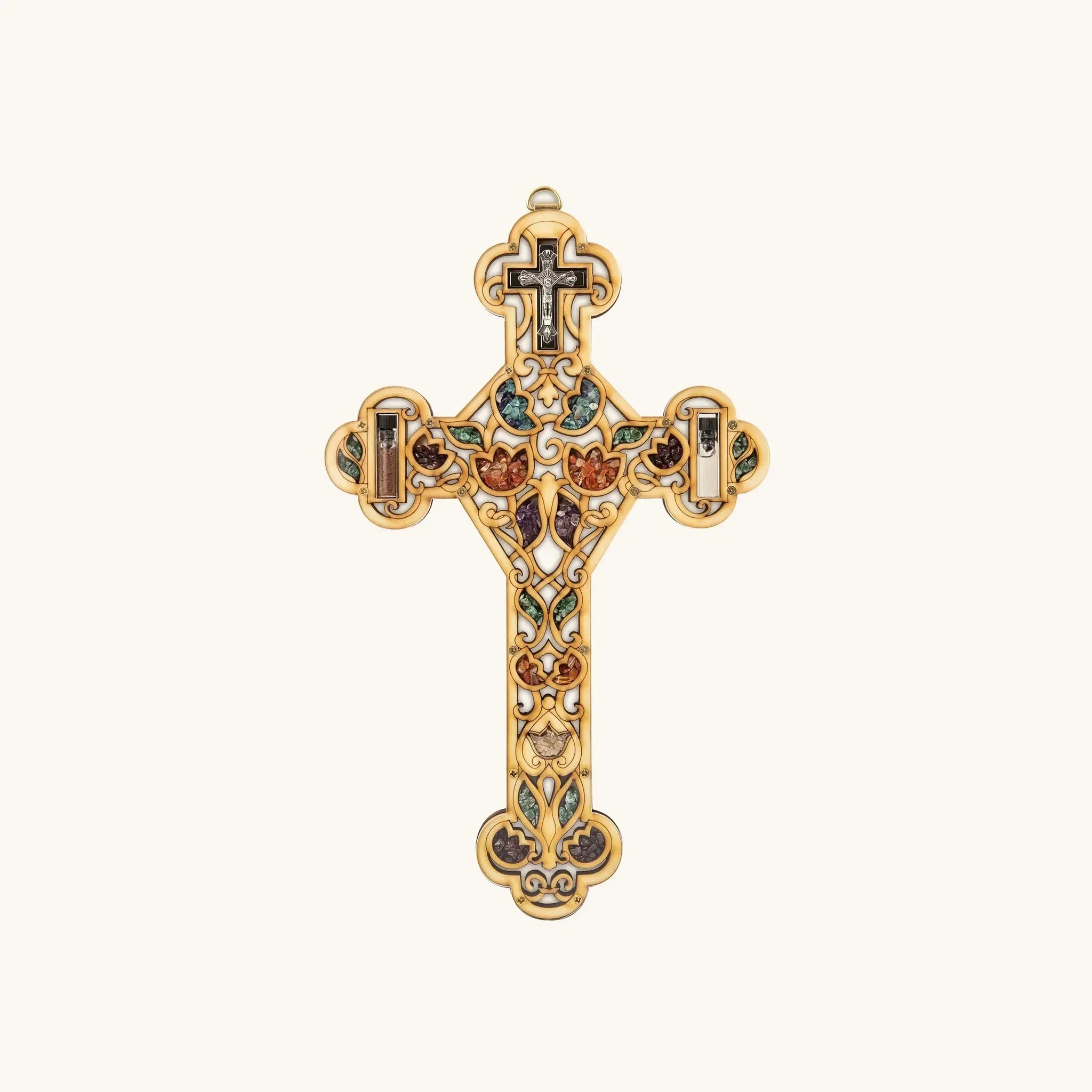 Genuine Faith cross blessing home decor from Karma and Luck, decorative metal wall art with intricate design and spiritual symbolism.