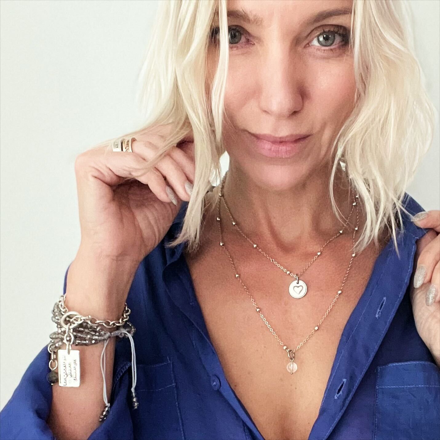 Katia Designs dainty heart necklace with black lip pearl and antique gold finish, featuring the "I Am Enough" pendant.