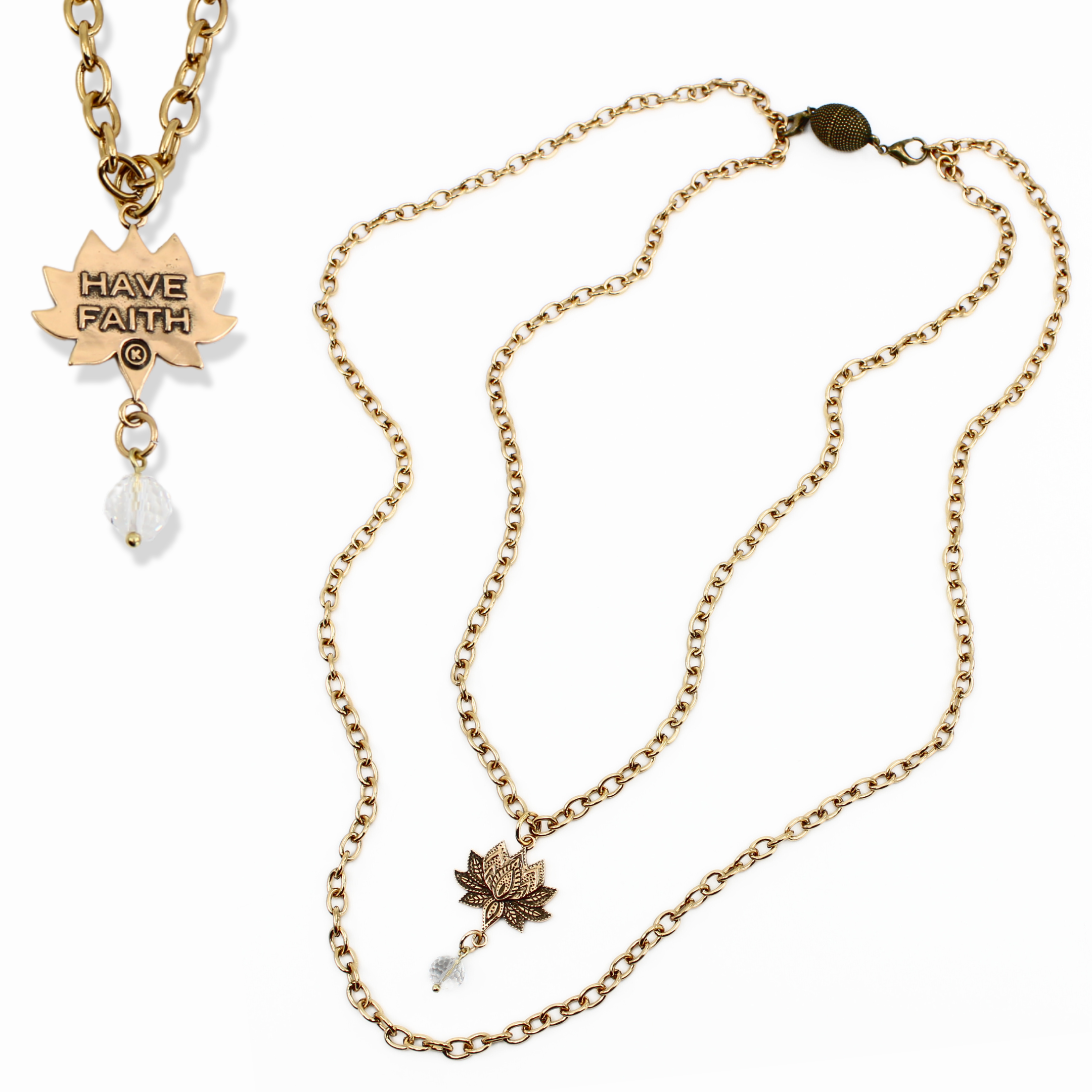 Antique gold Have Faith essential necklace by Katia Designs featuring a delicate chain and faith-inspired pendant.