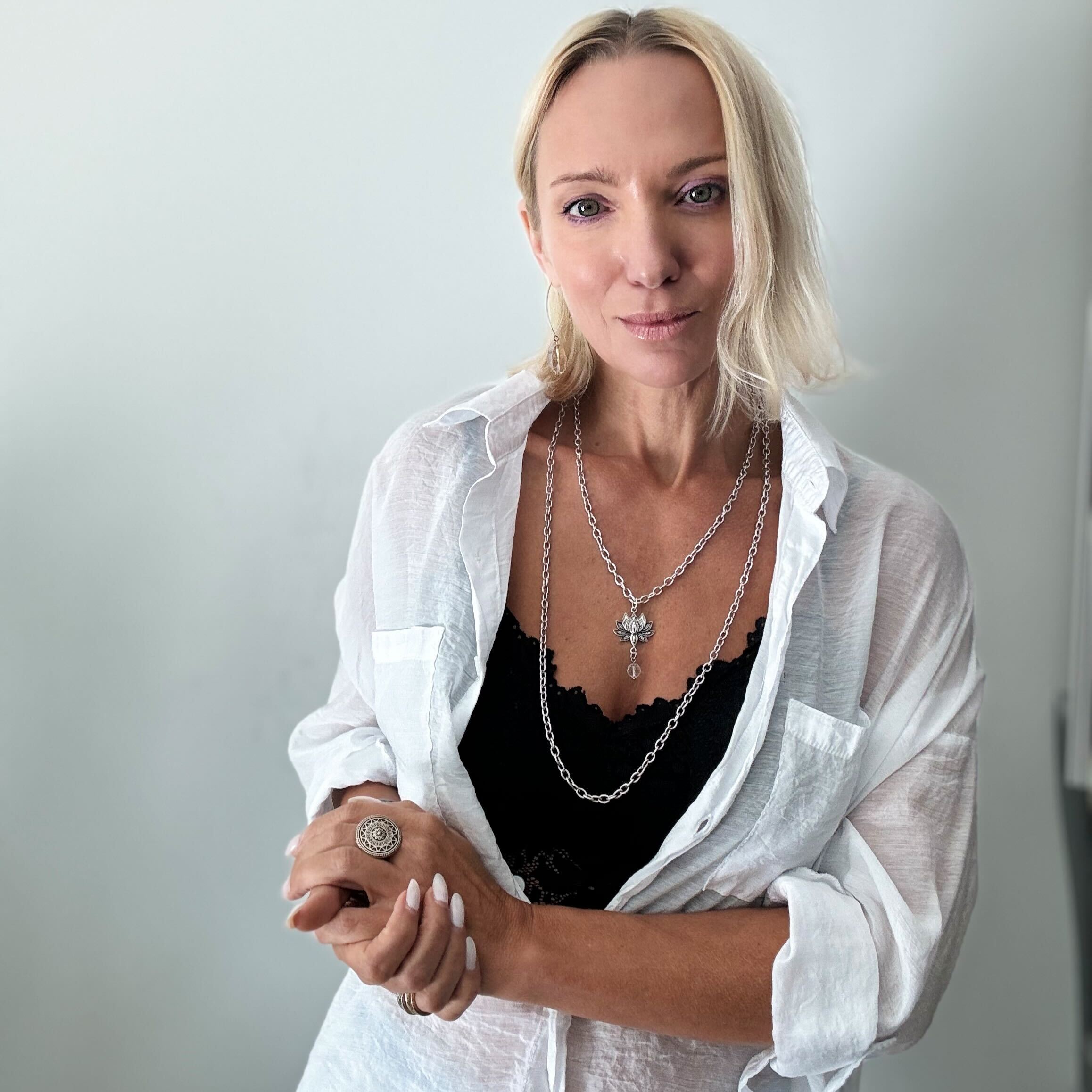 Katia Designs Have Faith Essential Necklace in antique gold, featuring a delicate pendant on a fine chain.