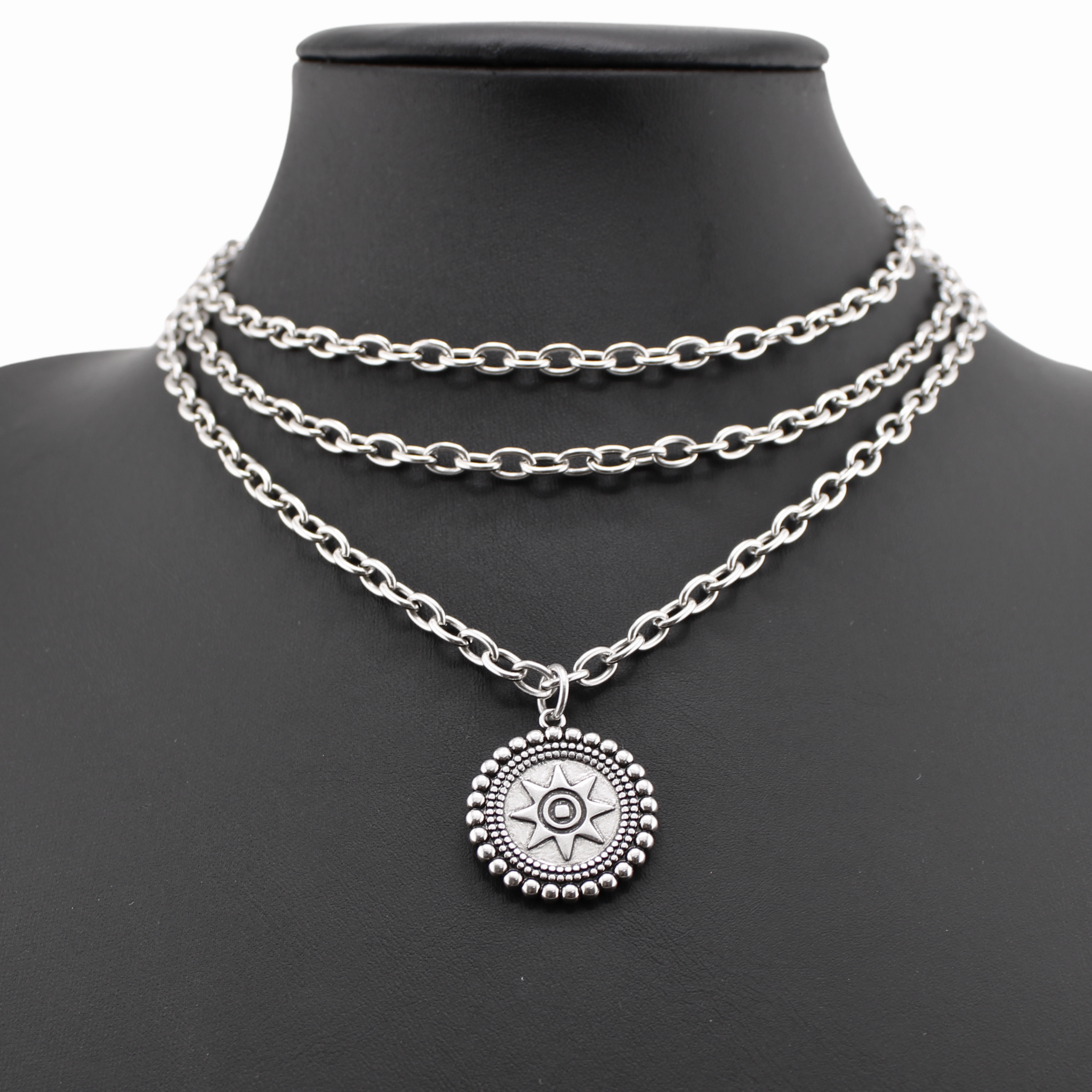 Katia Designs I Am Worthy Sun Essential Necklace in antique gold with sun pendant and delicate chain, stylish and meaningful jewelry piece