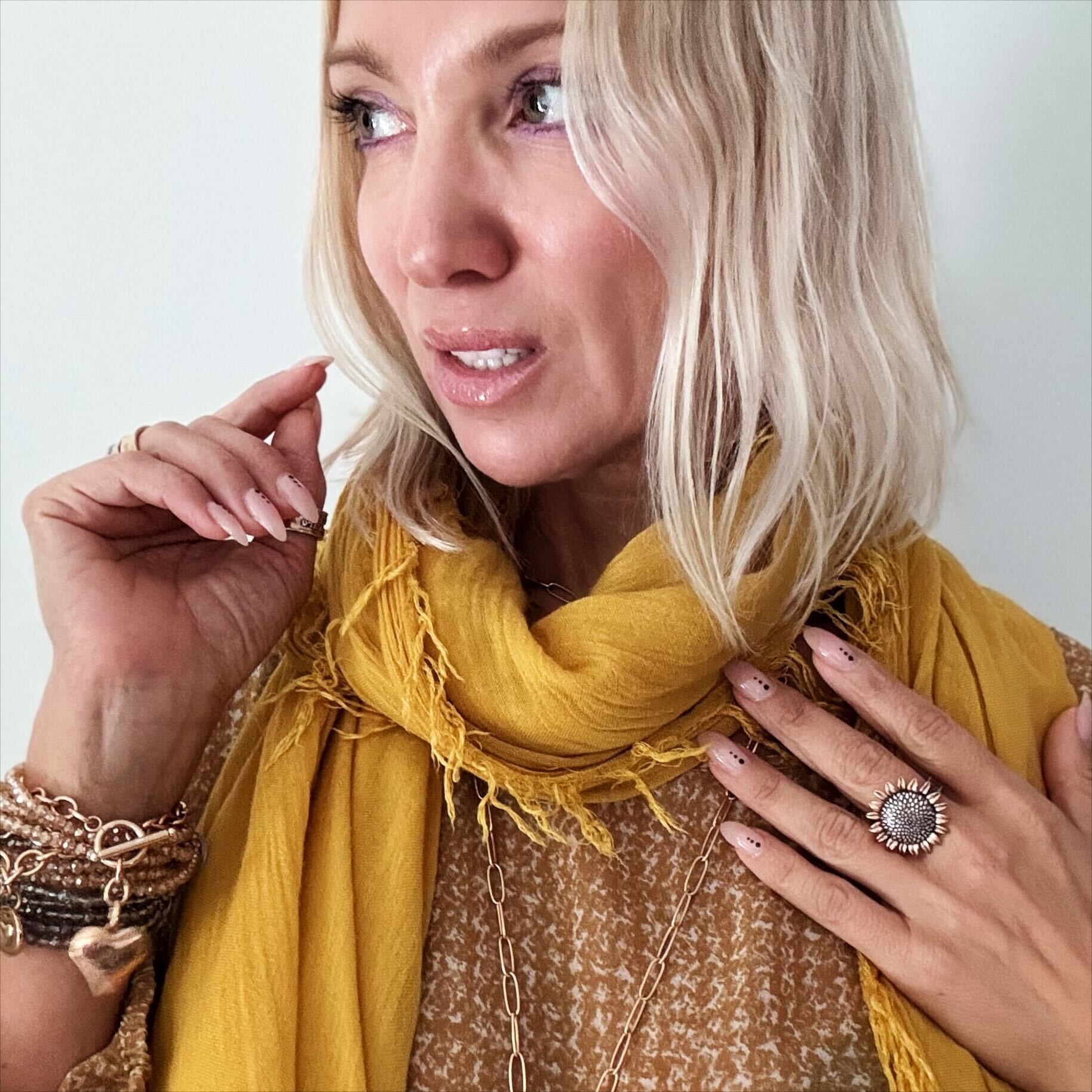 Katia Designs Have Faith Sunflower Inspire adjustable ring with sunflower motif and engraved inspirational message on silver band