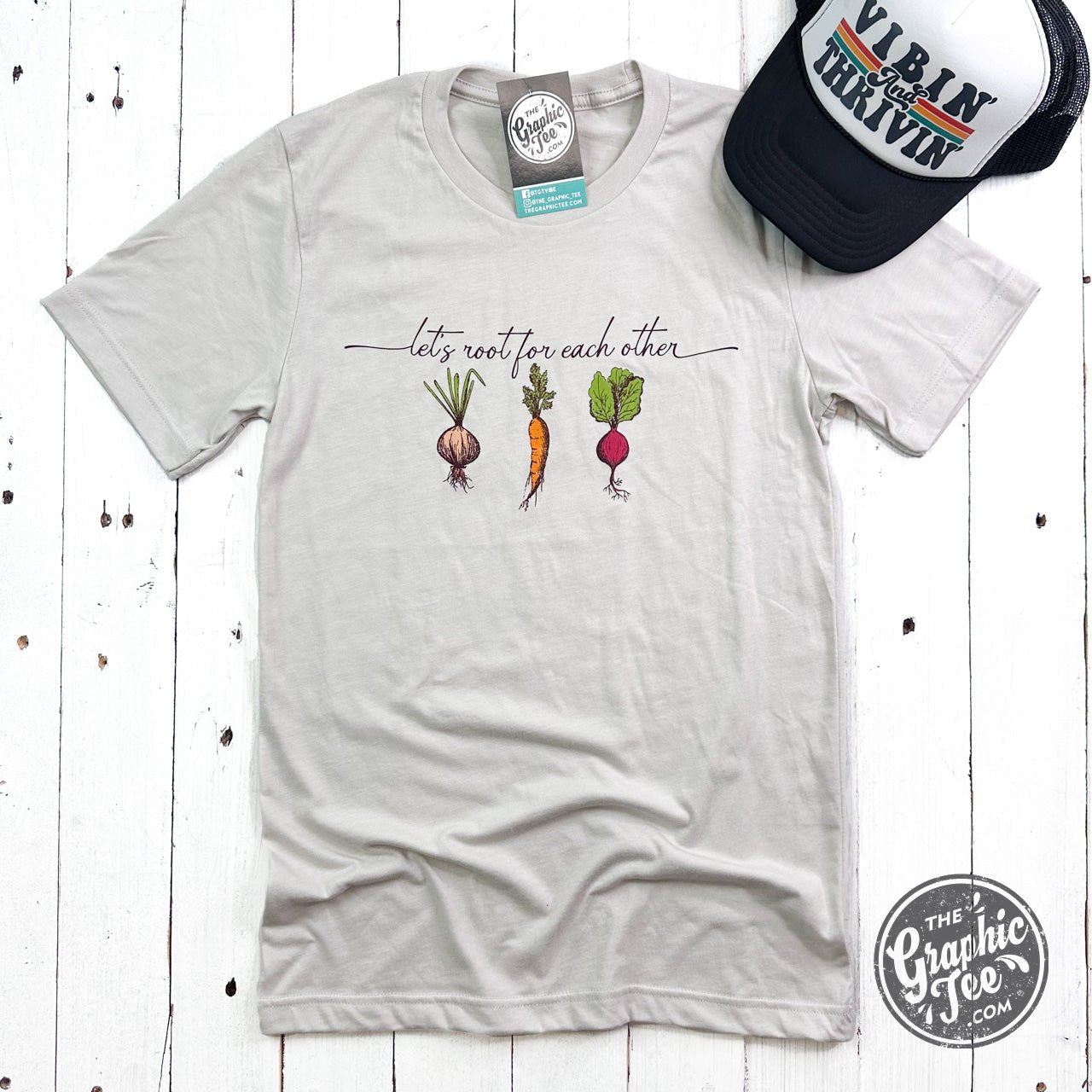 Let's Root For Each Other short sleeve graphic tee by The Graphic Tee, featuring a motivational design on a casual cotton shirt.