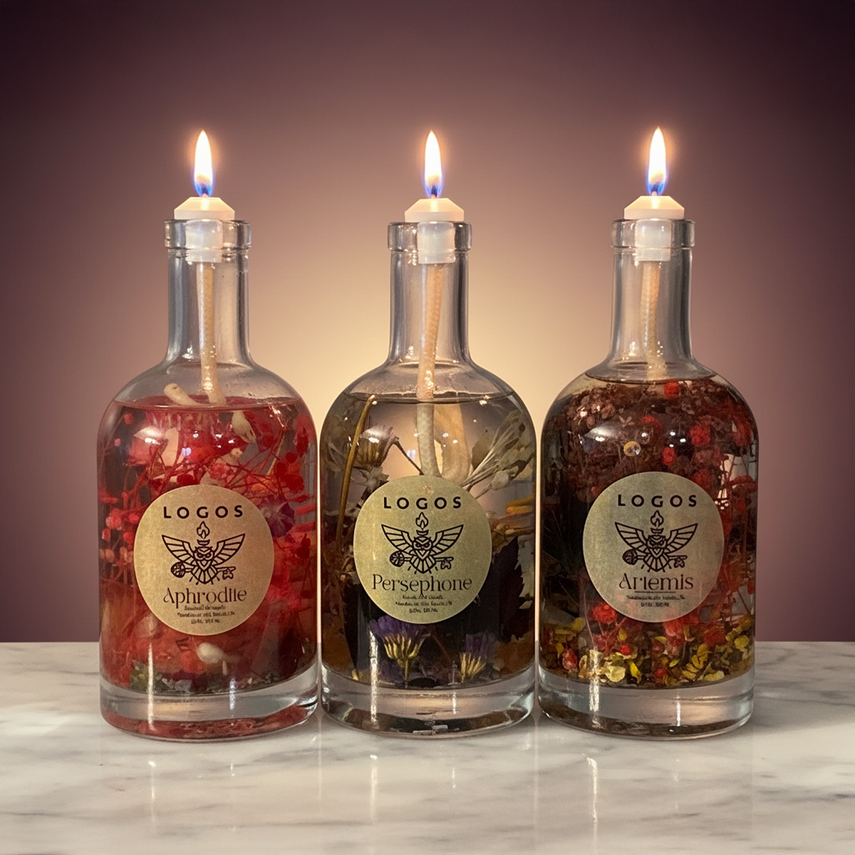 Logo Candles Self-Care Trio with scented candles, skincare products, and relaxation accessories in a cozy bundle.