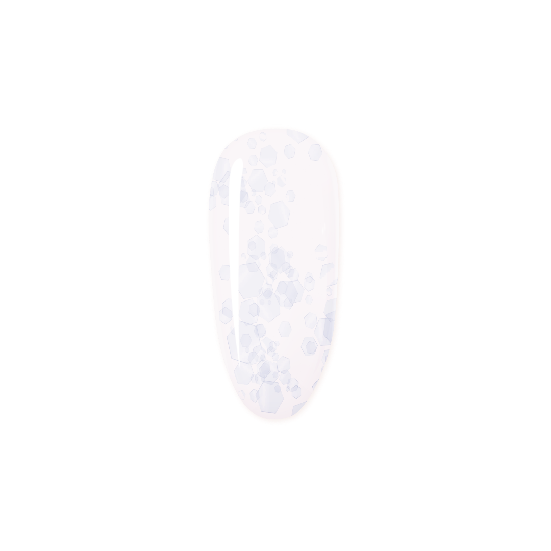 Madam Glam Glitter White nail polish with sparkling white glitter finish, shown in a clear bottle with a black cap.