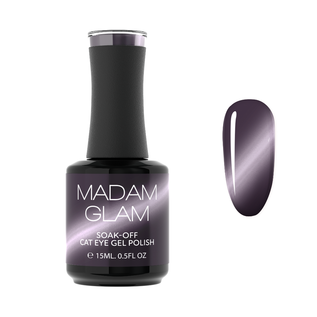 Madam Glam Haunted Velvet nail polish bottle with dark, velvet finish and black cap, showcasing the luxurious nail color.