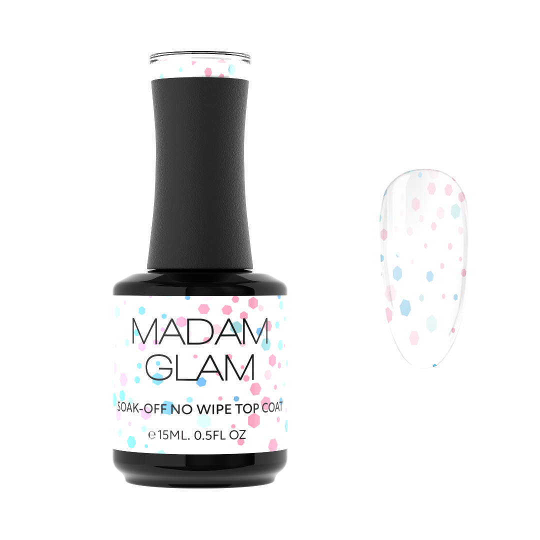Madam Glam Love Sprinkles nail art decorations with colorful, heart-shaped glitter accents for creative manicure designs.