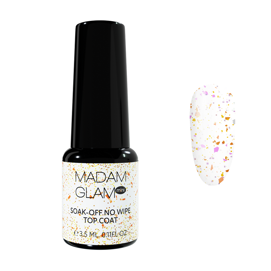 Mini Leaf Bliss nail polish from Madam Glam featuring a sleek, green botanical-inspired bottle design.