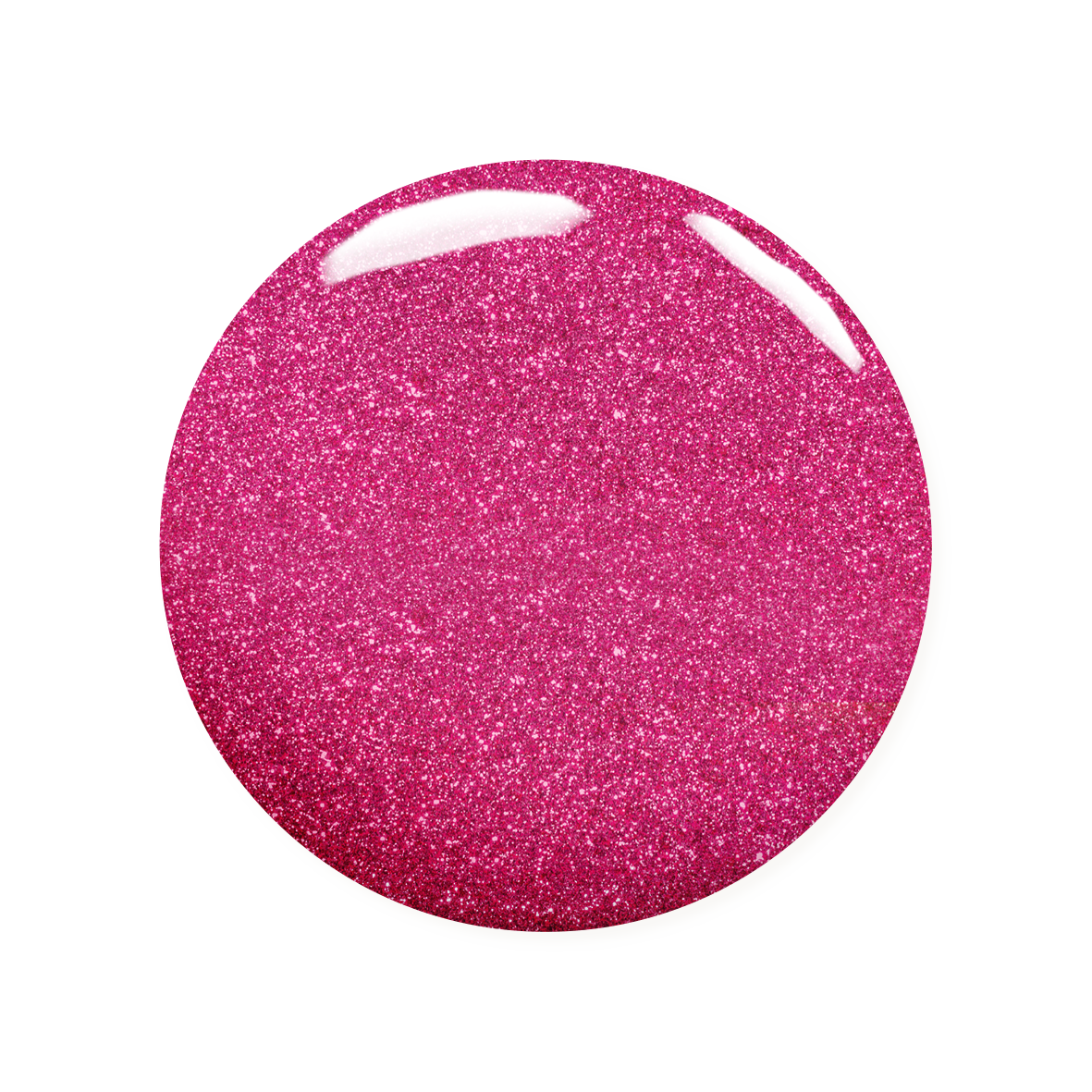 Madam Glam Raspberry Kiss nail polish bottle with vibrant raspberry-pink shade and clear label, showcasing a glossy finish.