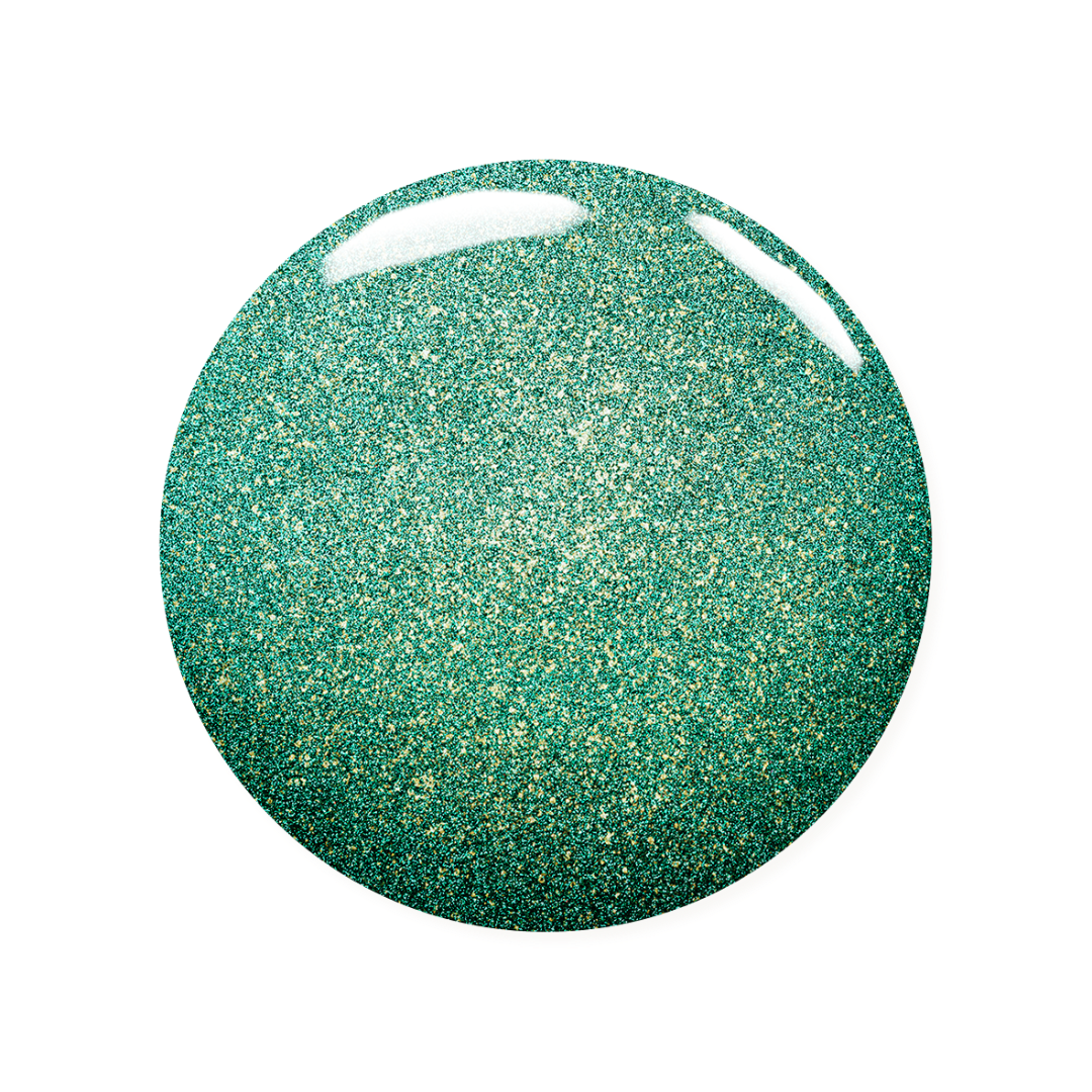 Madam Glam Shamrock Glow nail polish bottle with vibrant green color and shimmer finish, showcased against a plain background.