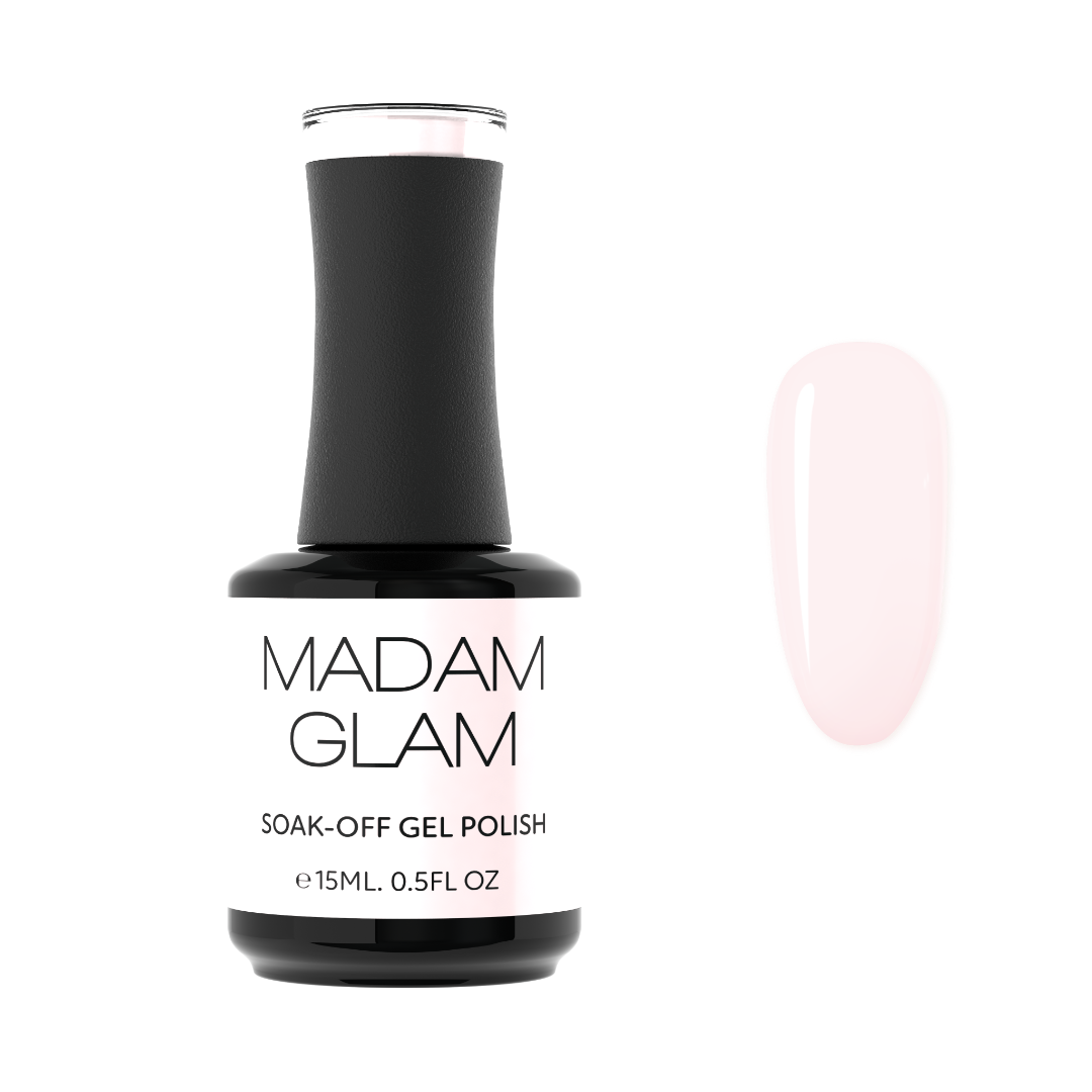 Madam Glam Sweetheart nail polish bottle with pink and red shades, featuring a stylish design and clear branding.