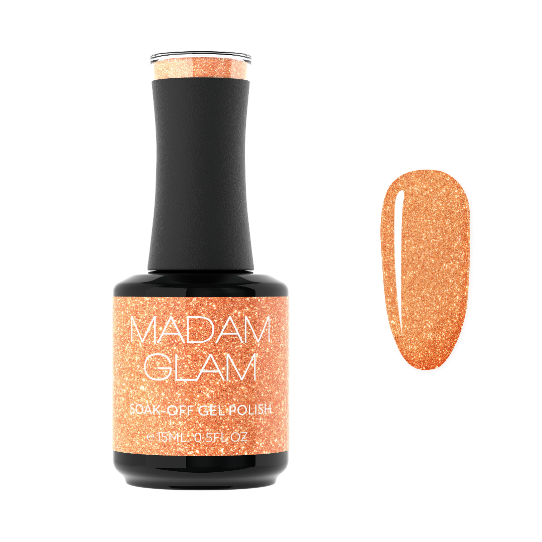Madam Glam Wicked Whisper nail polish bottle with black and purple label, showcasing the product's sleek design.