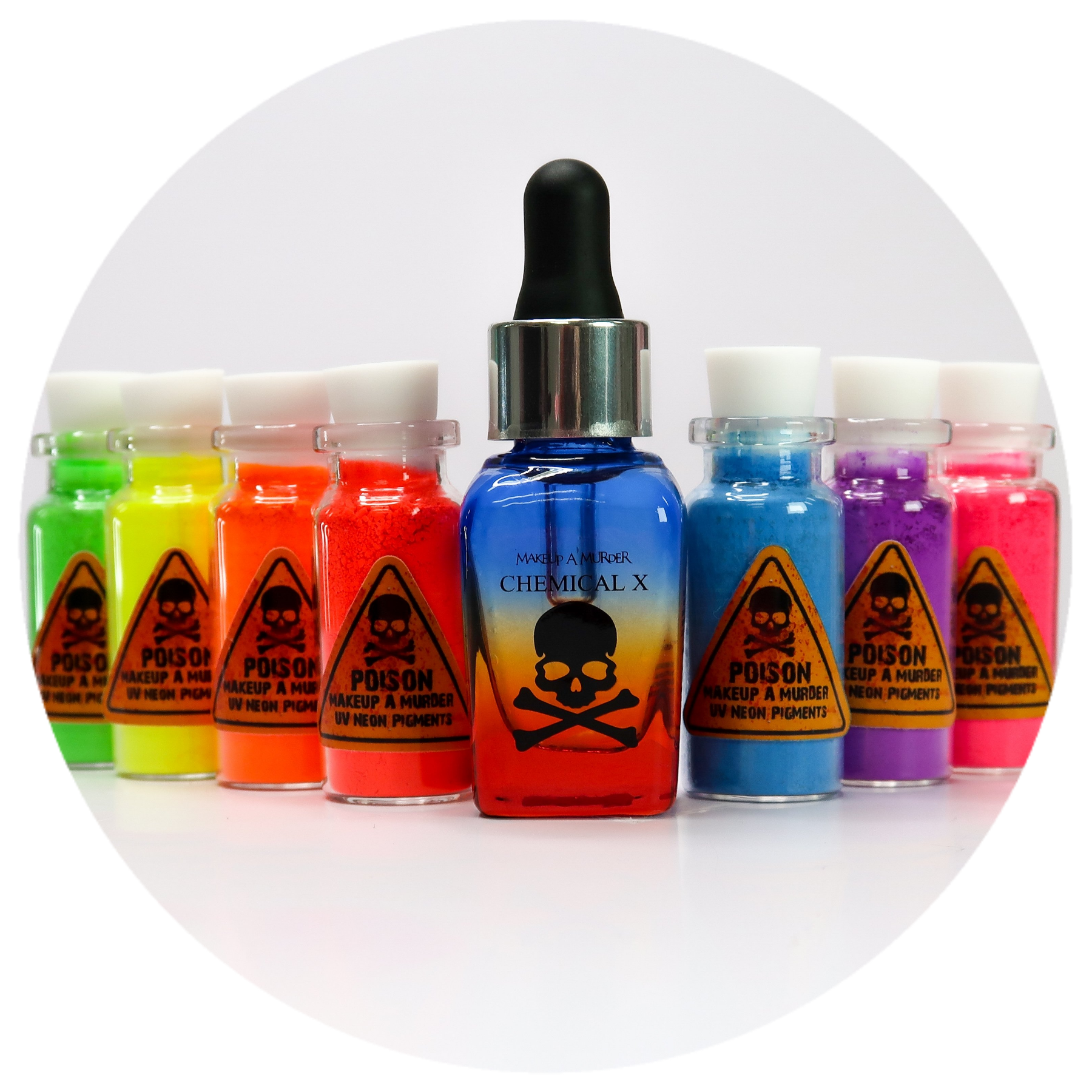 Makeup A Murder, INC Poison Neon x Chemical X CMS™ master makeup palette with vibrant neon shades and detailed packaging.