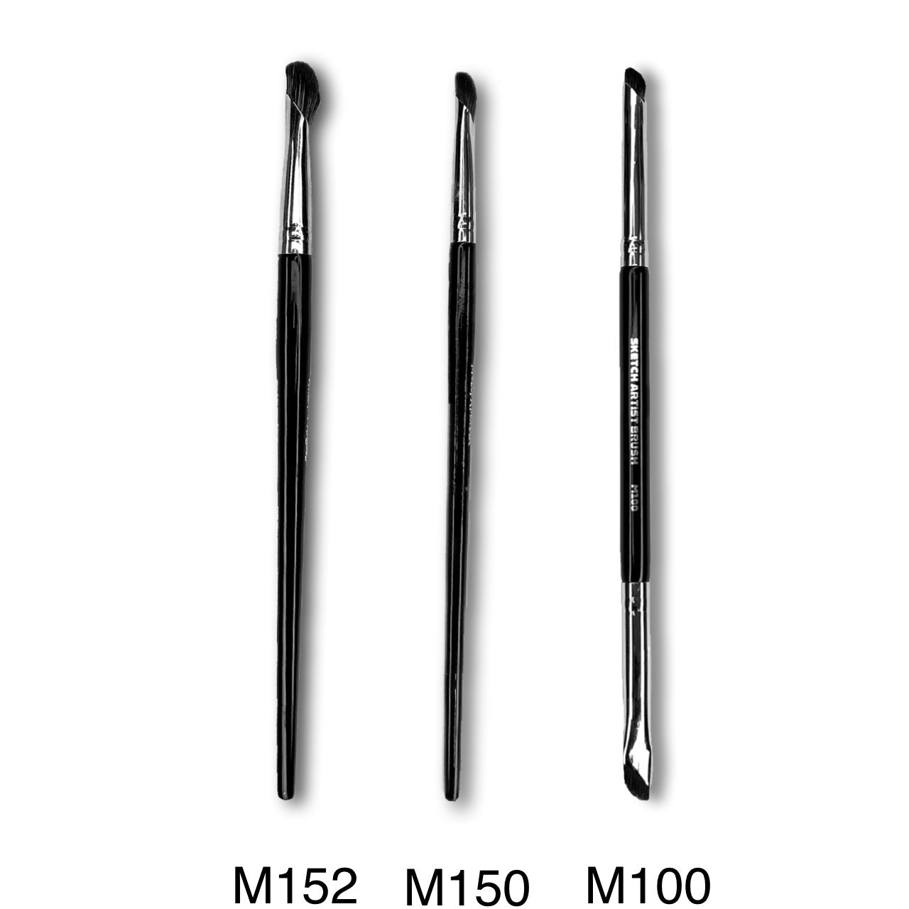Set of Sketch Artist Pigment Brushes from Makeup A Murder, INC's Master Collection, featuring diverse brushes for detailed makeup artistry.