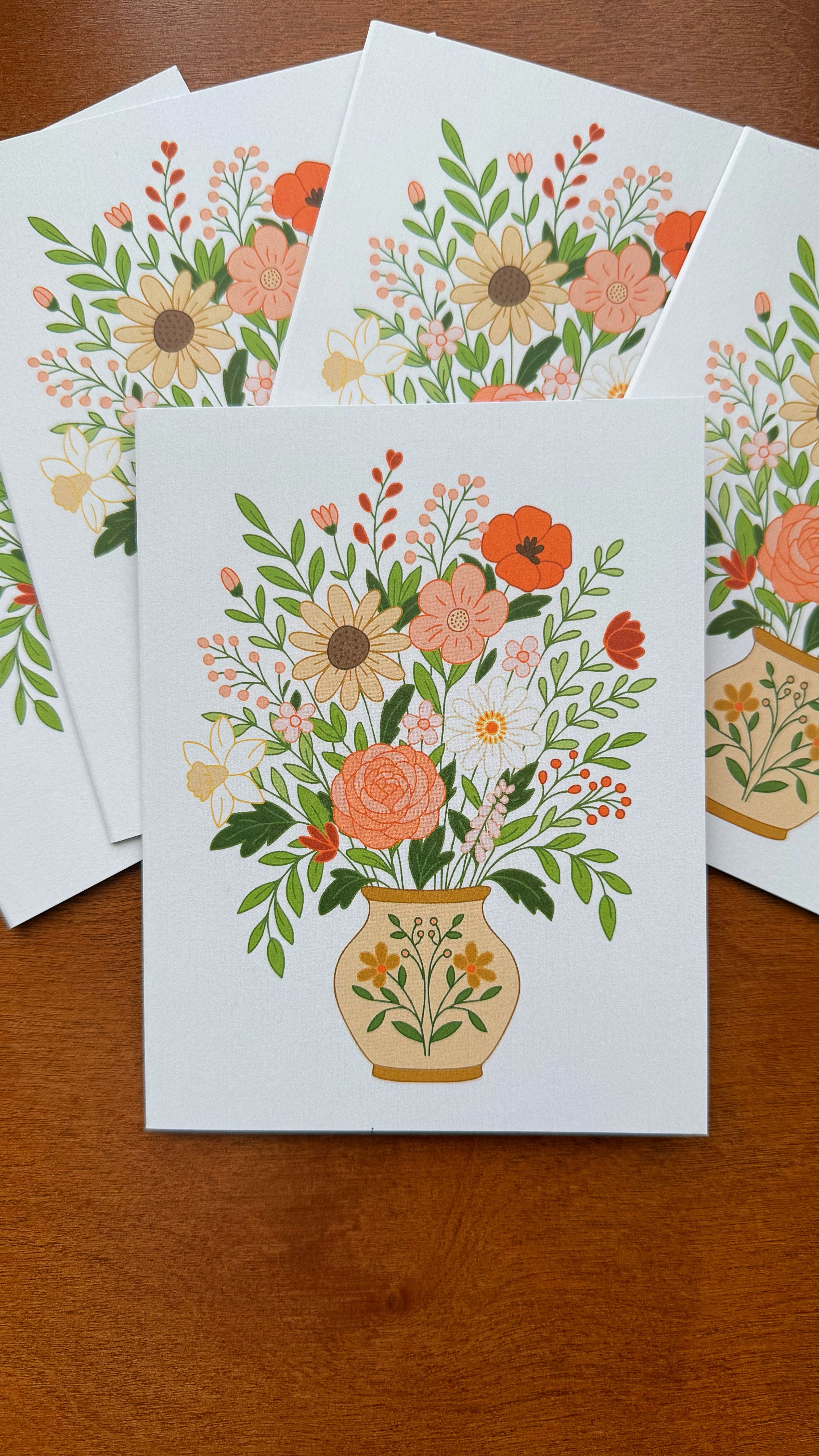 Wildflower vase design on Mindfulnice all-occasion greeting card, featuring colorful flowers in a vase for everyday occasions.