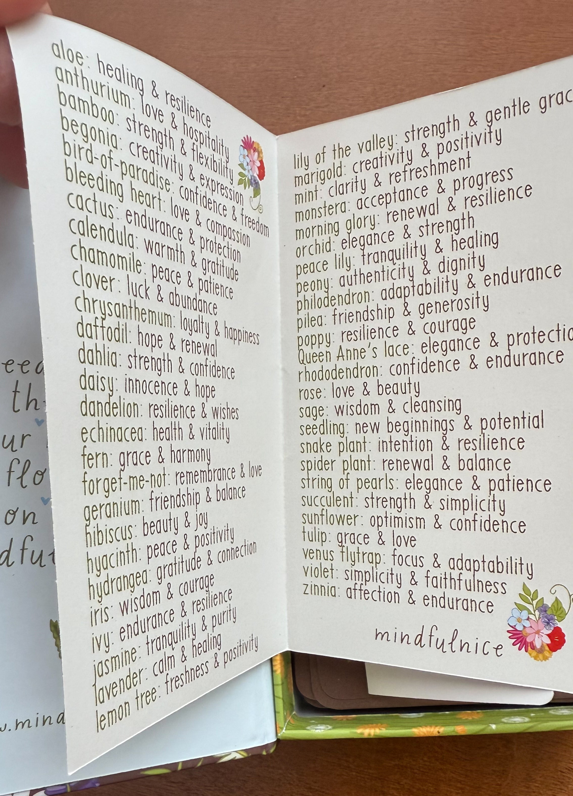 Mindfulnice Grow With The Flow affirmation cards from the mindful-deck set, featuring positive messages on colorful cards.