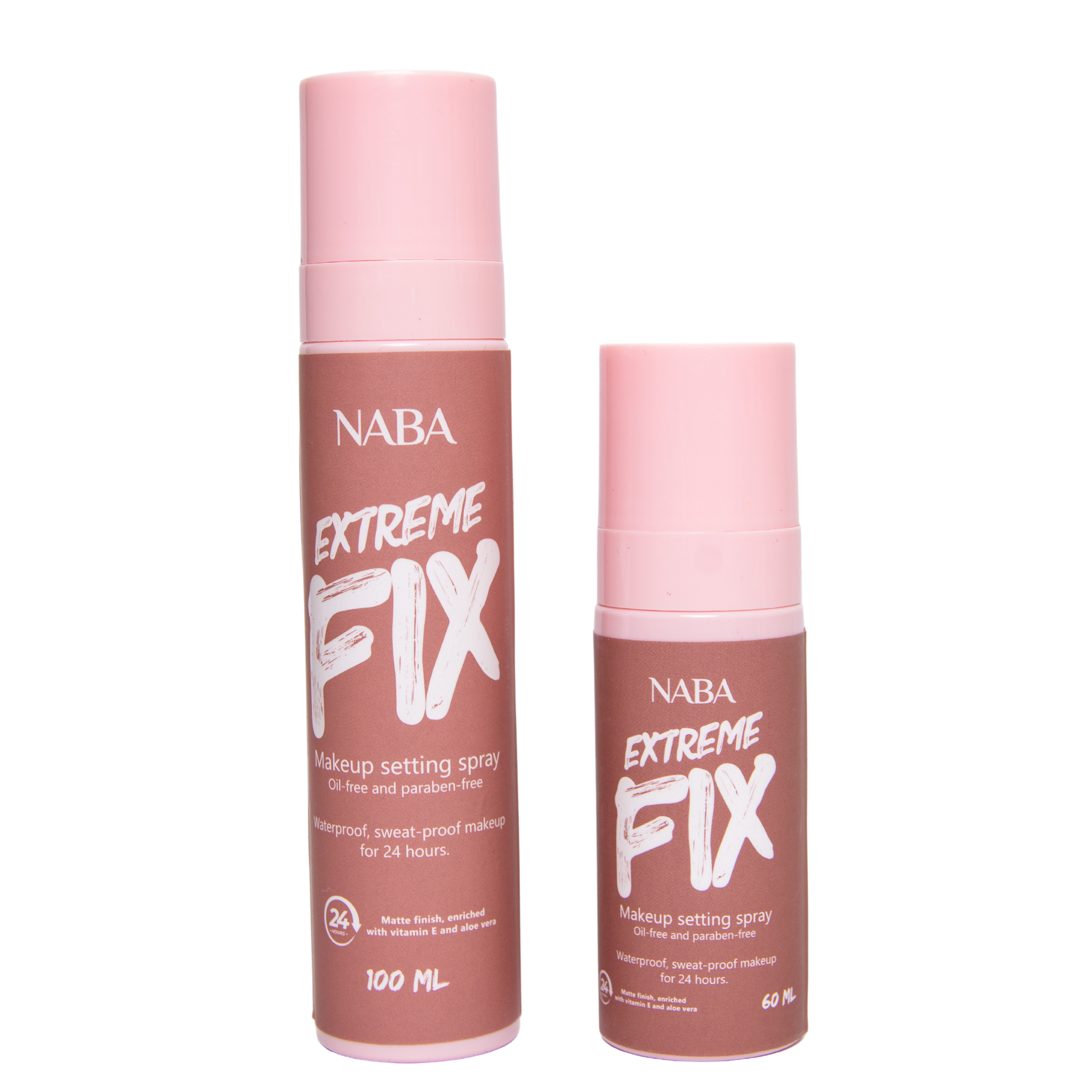 NABA Cosmetics USA 60ml makeup setting spray bottle with clear spray nozzle for long-lasting makeup hold