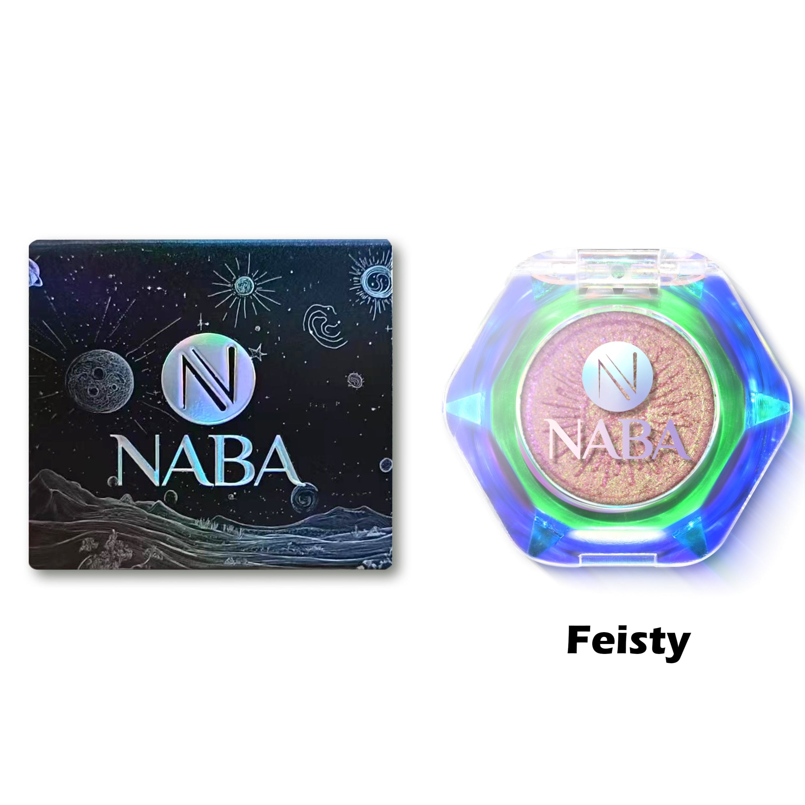 Multichrome creamy pigment in Feisty by NABA Cosmetics USA, showcasing vibrant, shifting color on a smooth, textured surface.