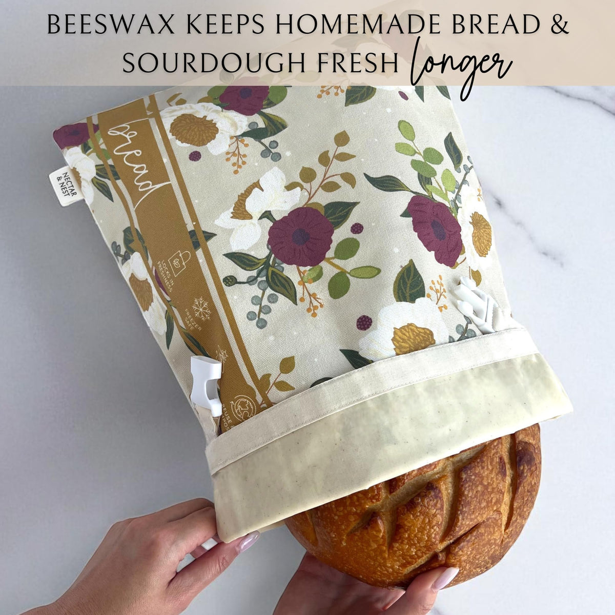 Limited-edition Nectar & Nest Artist Series Bread Baker Set featuring a decorative toile design by Kim Morrow.