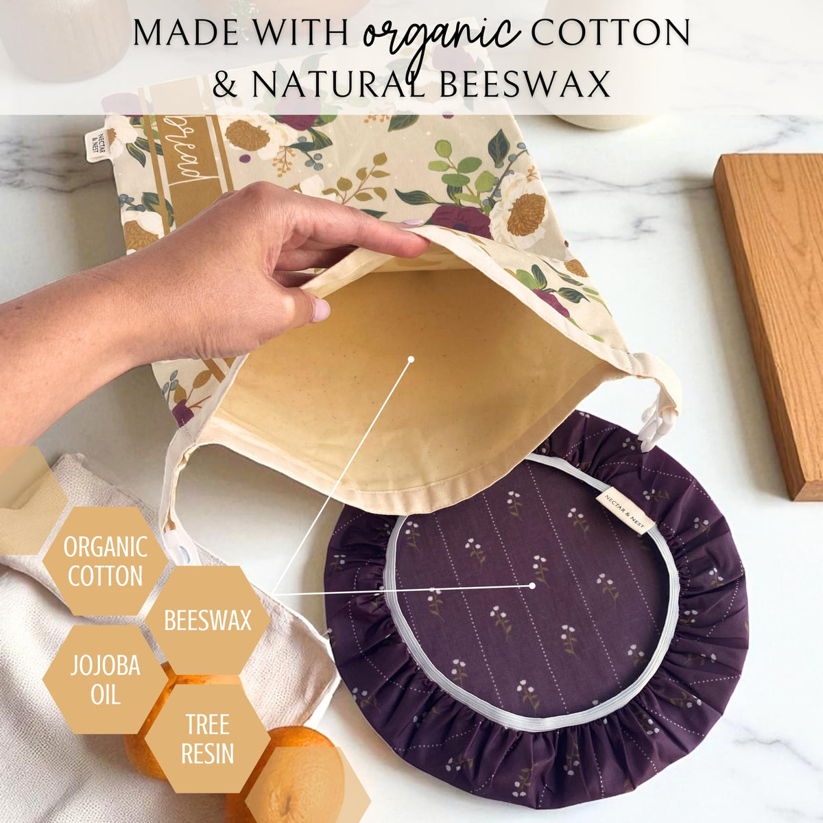 Limited-edition Nectar & Nest Artist Series Bread Baker Set with decorative toile pattern by Kim Morrow, includes baking tools and accessories.