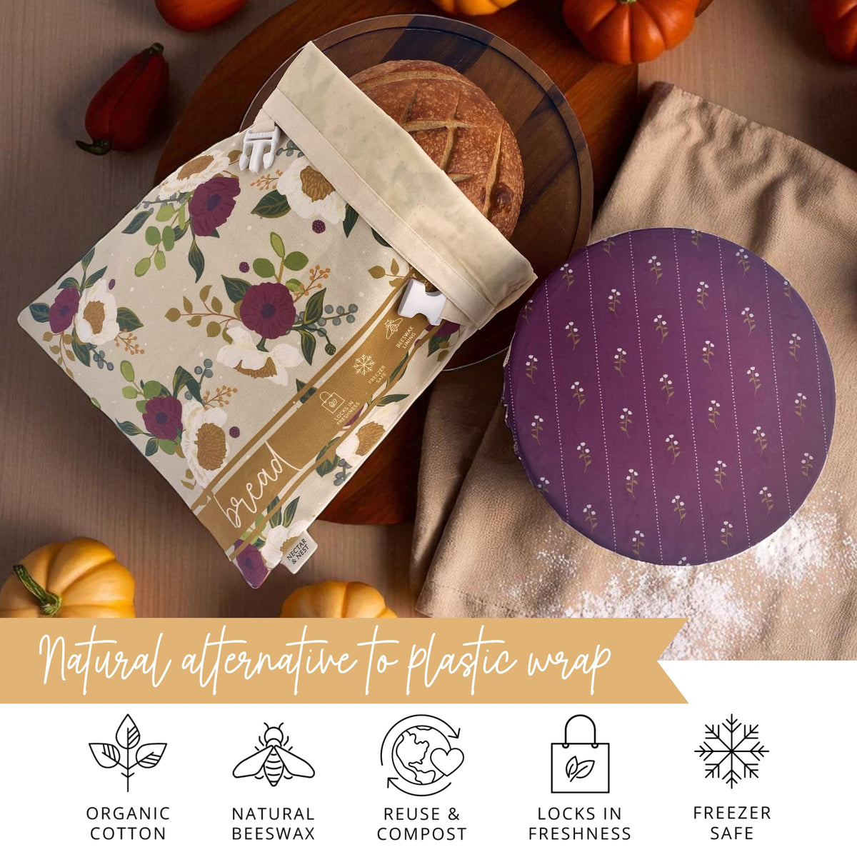 Limited-edition Nectar & Nest Artist Series Bread Baker Set with decorative toile design, including bread pans and accessories.