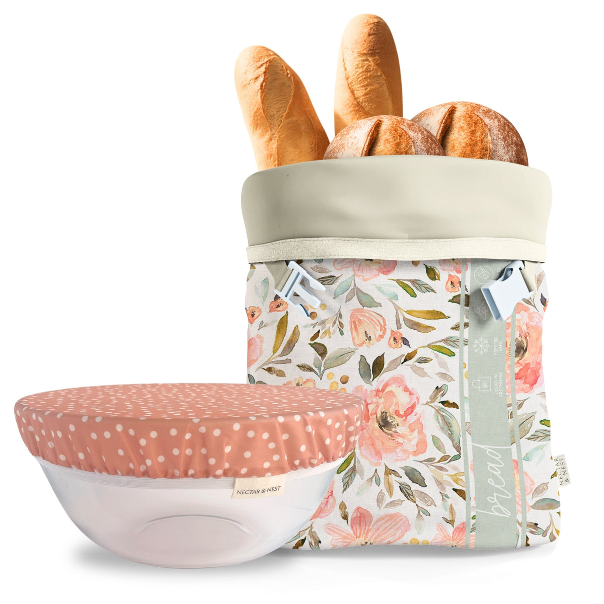 Limited-edition Nectar & Nest Artist Series Bread Baker Set with a toile tale design, including a bread proofing basket and baking tools.