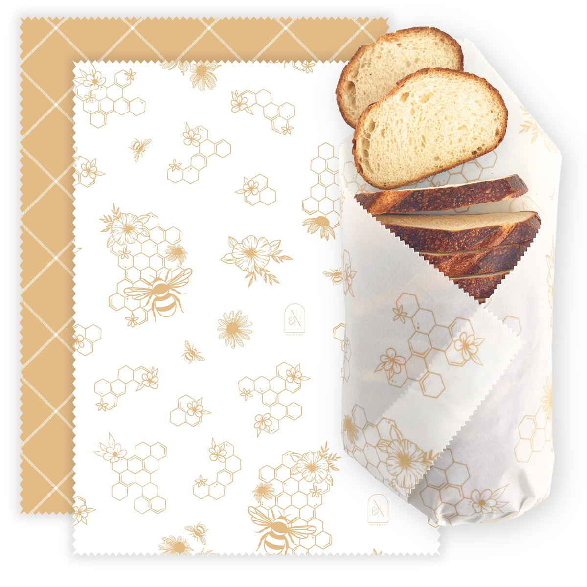 XL Beeswax Bread Wraps from Nectar & Nest with honeycomb-twill fabric, designed for wrapping bread and baked goods.