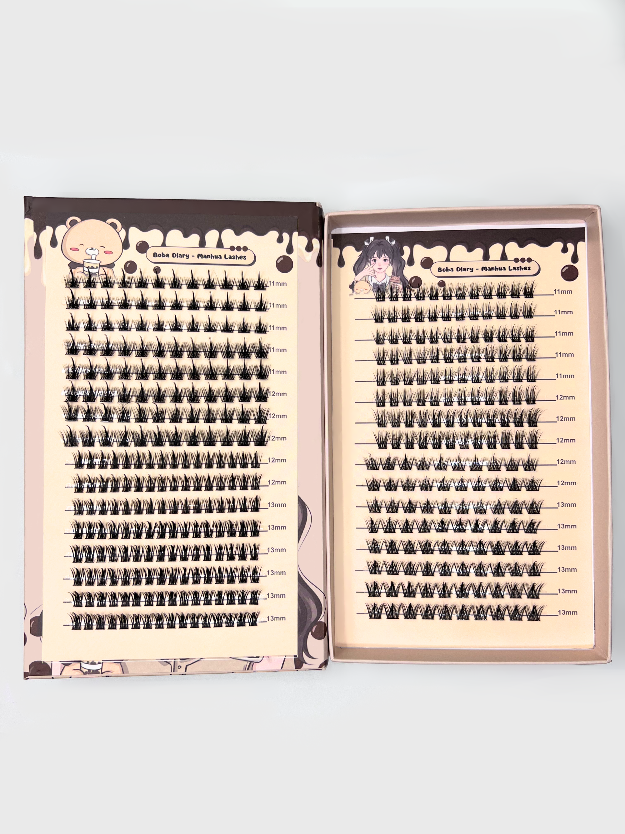 Nekoyanin Boba Diary Manhua Manga Lash Clusters Book with colorful manga-inspired illustrations and lash cluster designs.