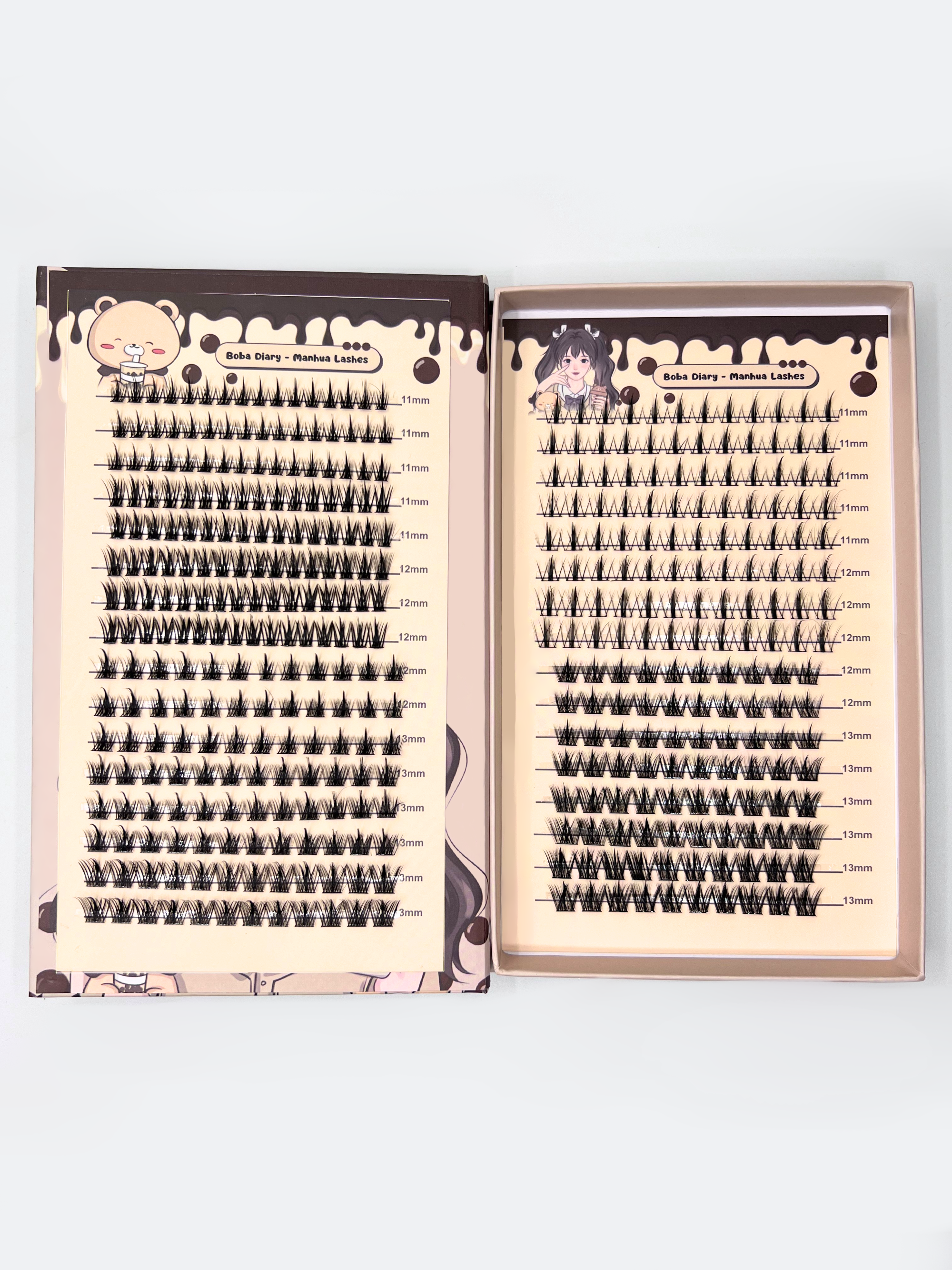 Nekoyanin Boba Diary Manhua Manga Lash Clusters Book featuring colorful, illustrated manga-style lash designs on a vibrant cover.