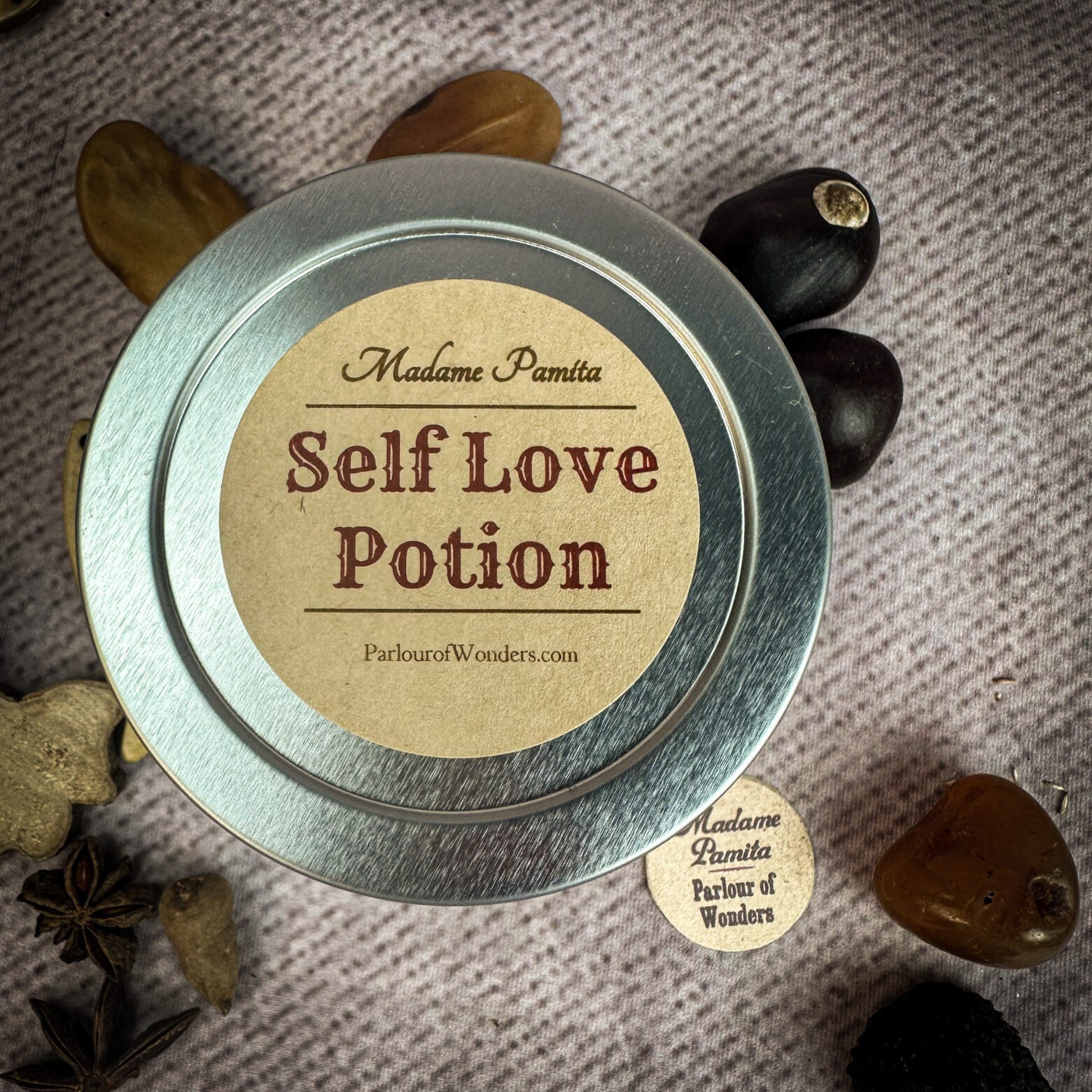 Self Love Potion Spell Kit from Parlour of Wonders with 15 potion sachets, featuring colorful packaging and mystical design.