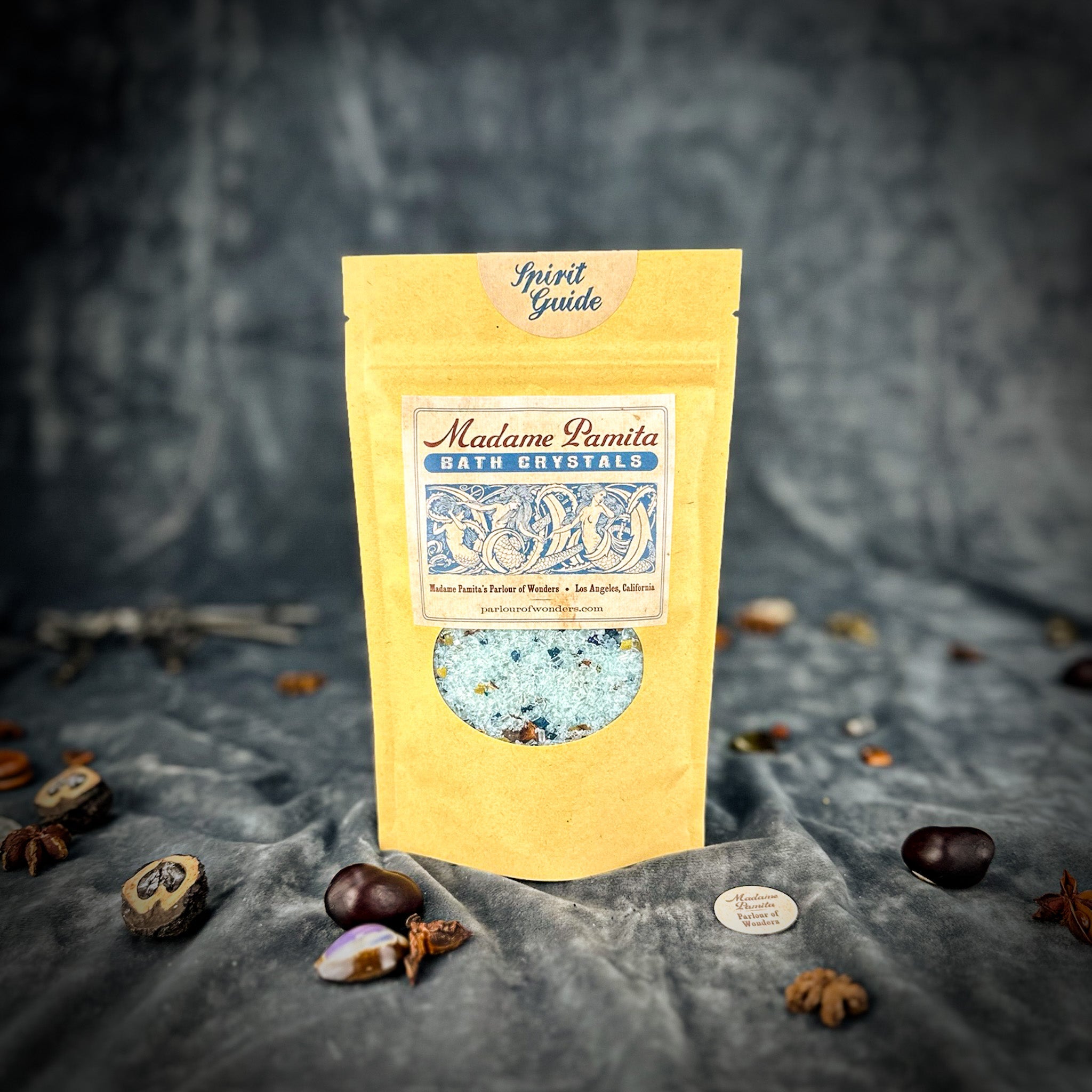 Small jar of Parlour of Wonders Spirit Guide Bath Crystals, natural bath crystals for relaxation and spiritual cleansing.