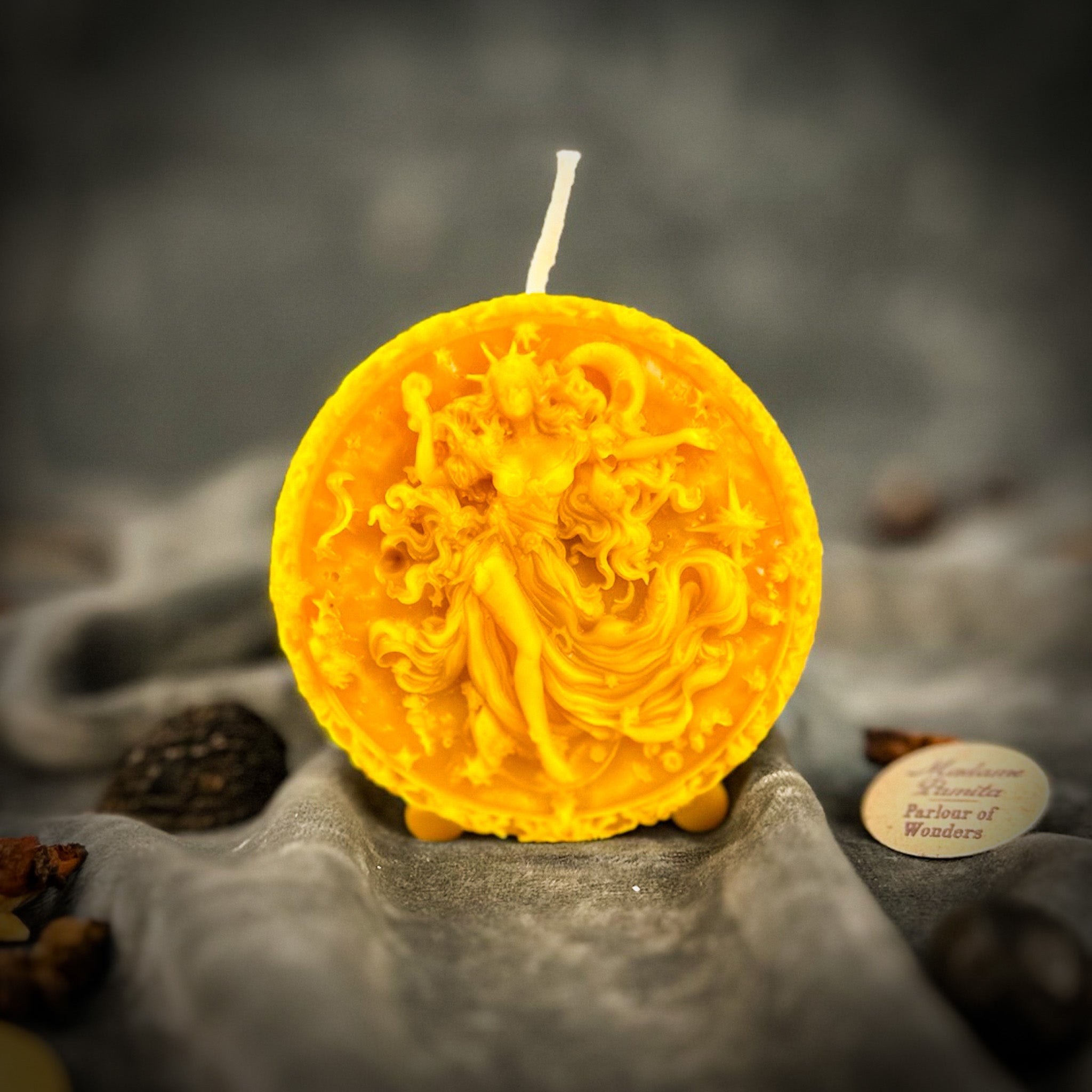 Blue beeswax Aquarius Water Bearer zodiac spell candle from Parlour of Wonders, symbolizing innovation, vision, and independence.