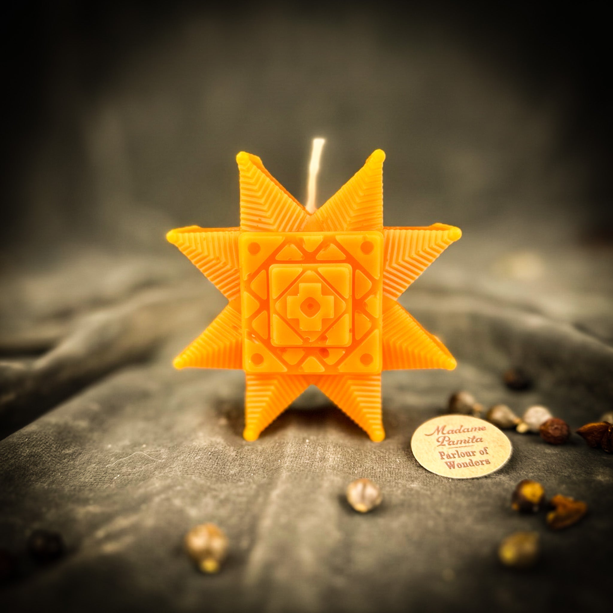 Blue beeswax candle from Parlour of Wonders' Burst of Brilliance Ruzha Candle Spell Kit, used for communication and spiritual rituals.