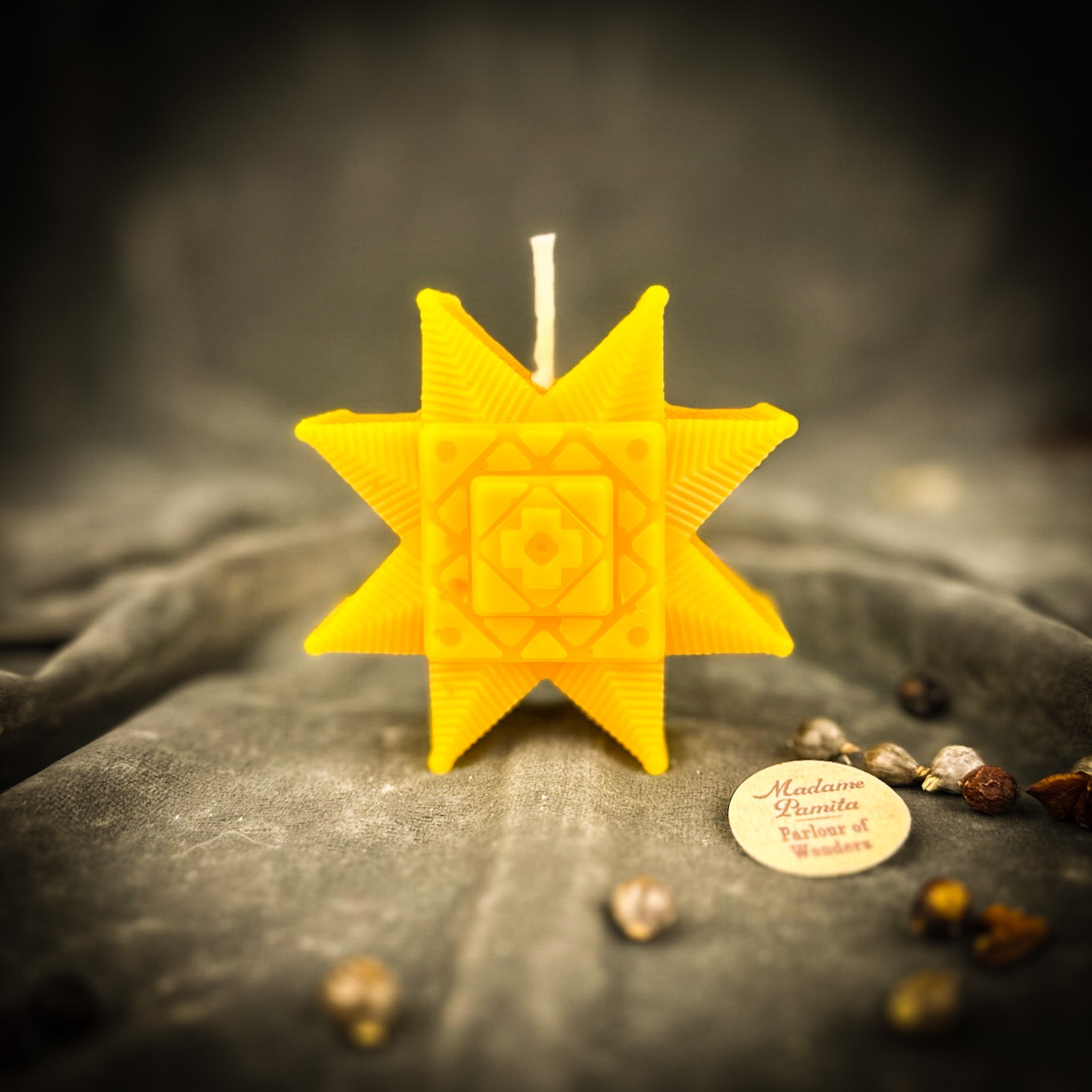 Blue beeswax candle from Parlour of Wonders' Ruzha Candle Spell Kit, designed for communication and spiritual energy.