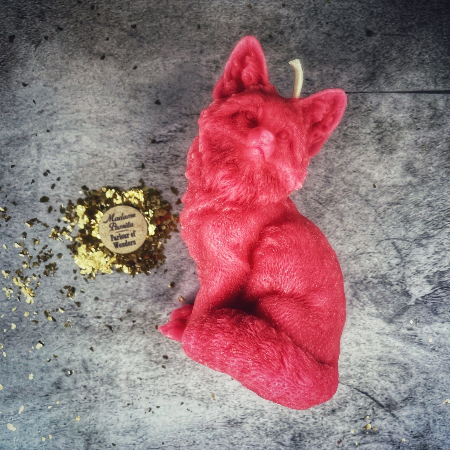 Beeswax Fox Spell Candle by Parlour of Wonders with orange wax, designed for quick results and cunning magic.