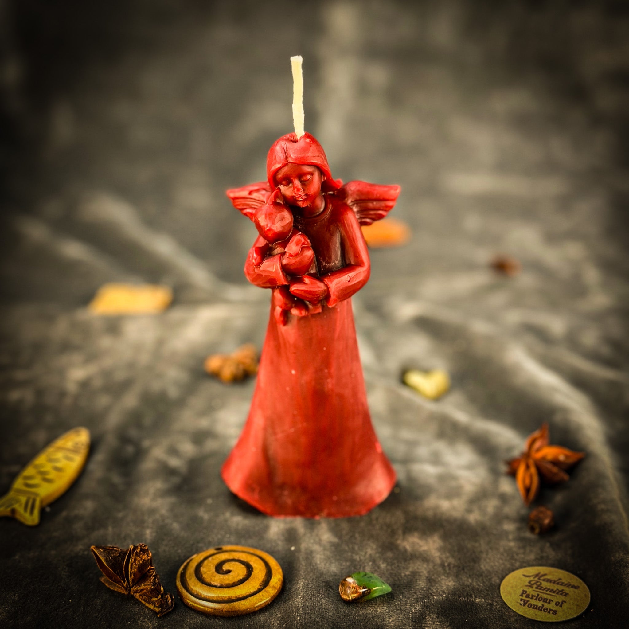 Beeswax Cat Guardian Spirit Spell Candle by Parlour of Wonders for pet protection and healing, featuring a vibrant orange design.