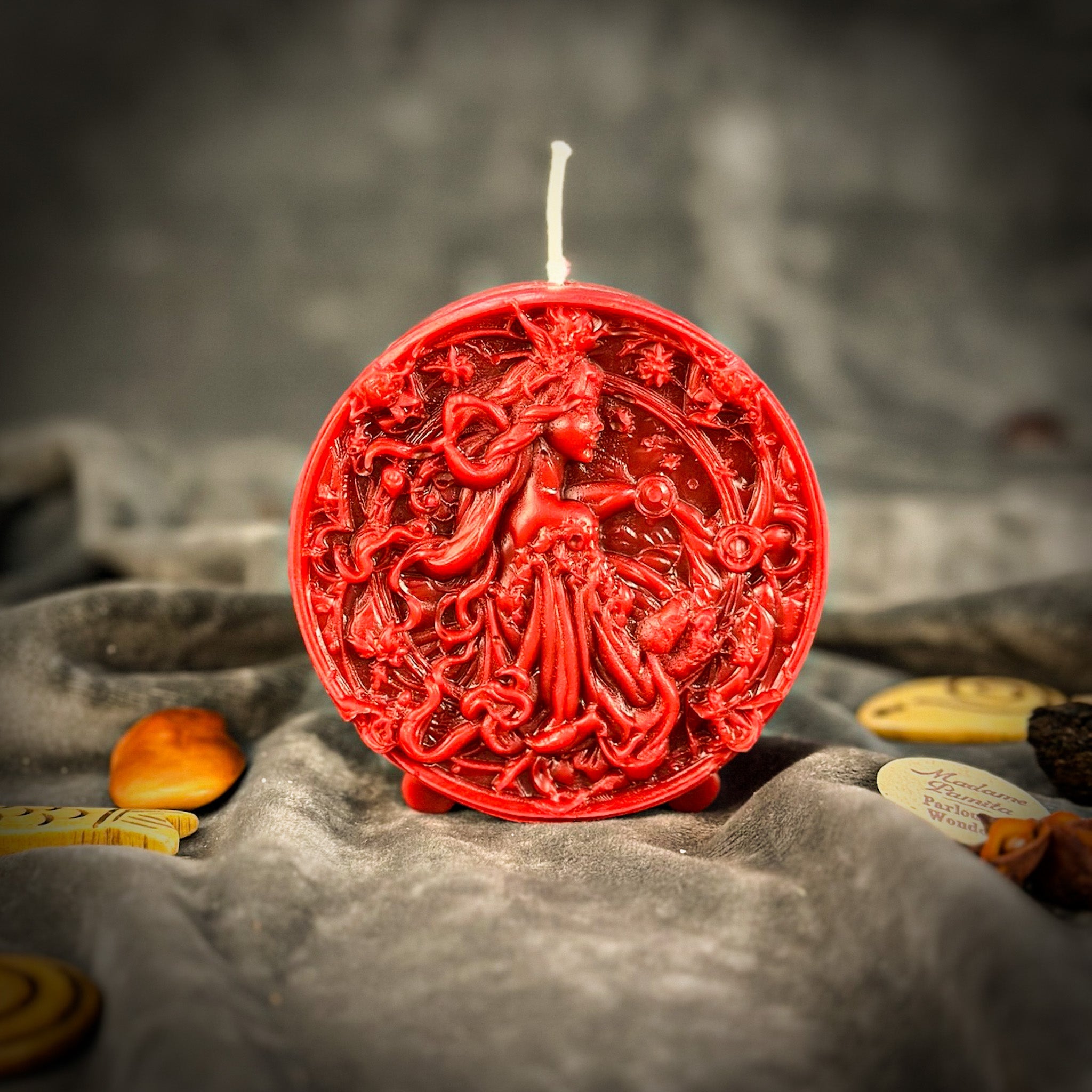 Pink beeswax Libra scales zodiac spell candle by Parlour of Wonders, symbolizing balance, harmony, and love.