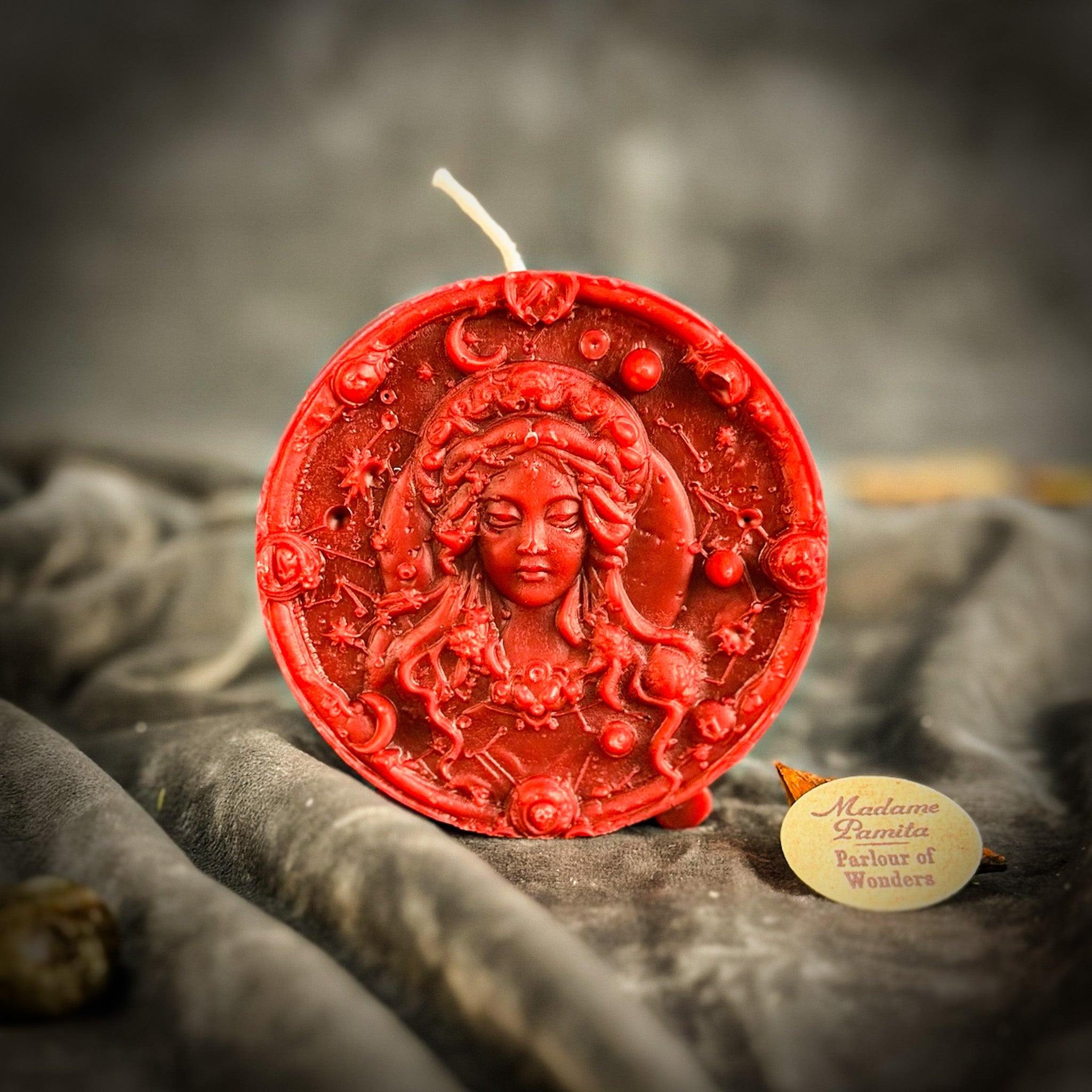 Pink beeswax Virgo Maiden Zodiac Spell Candle by Parlour of Wonders, focusing on healing, focus, and practicality.