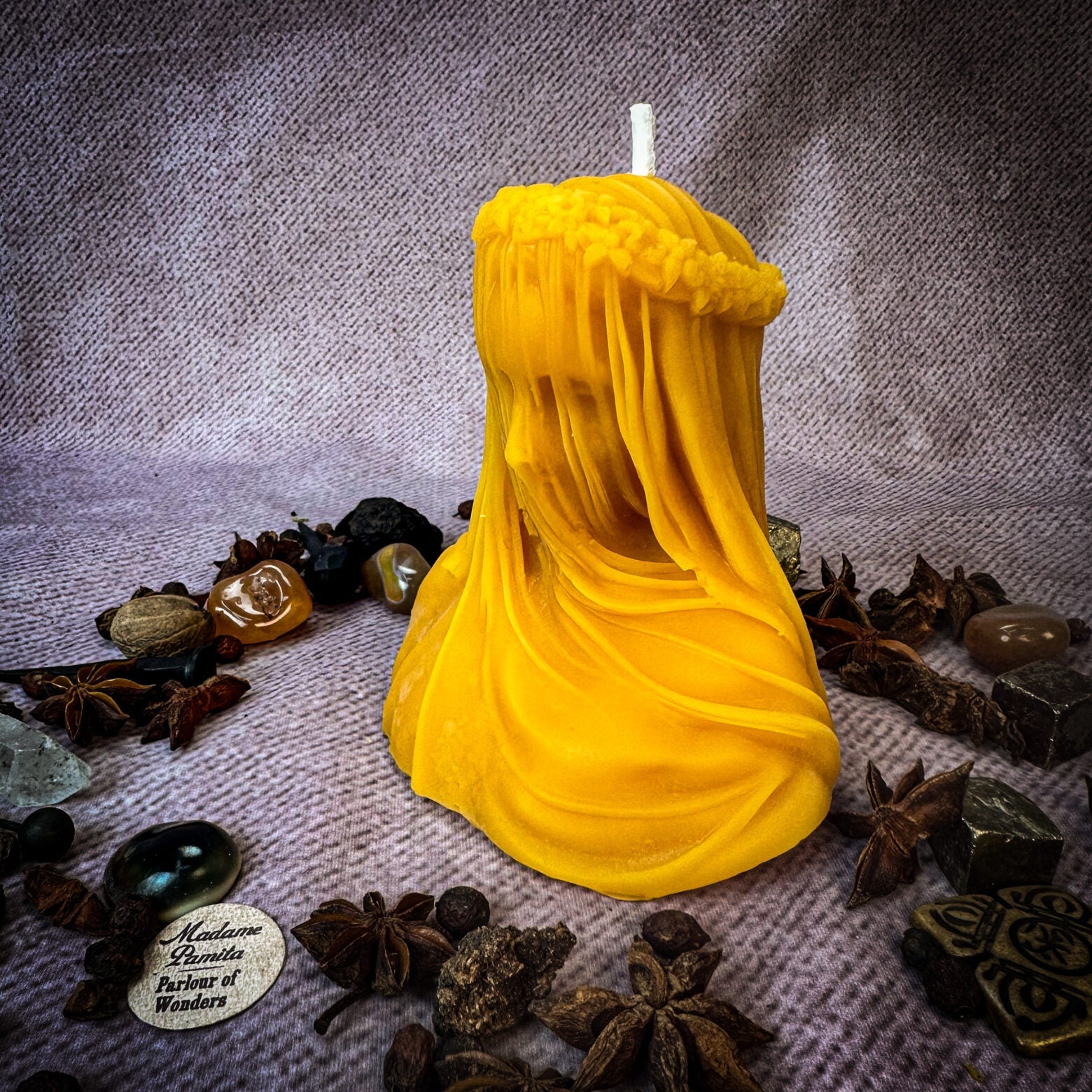 Red beeswax candle from Parlour of Wonders for truth revelation, privacy protection, and revealing secrets in relationships.